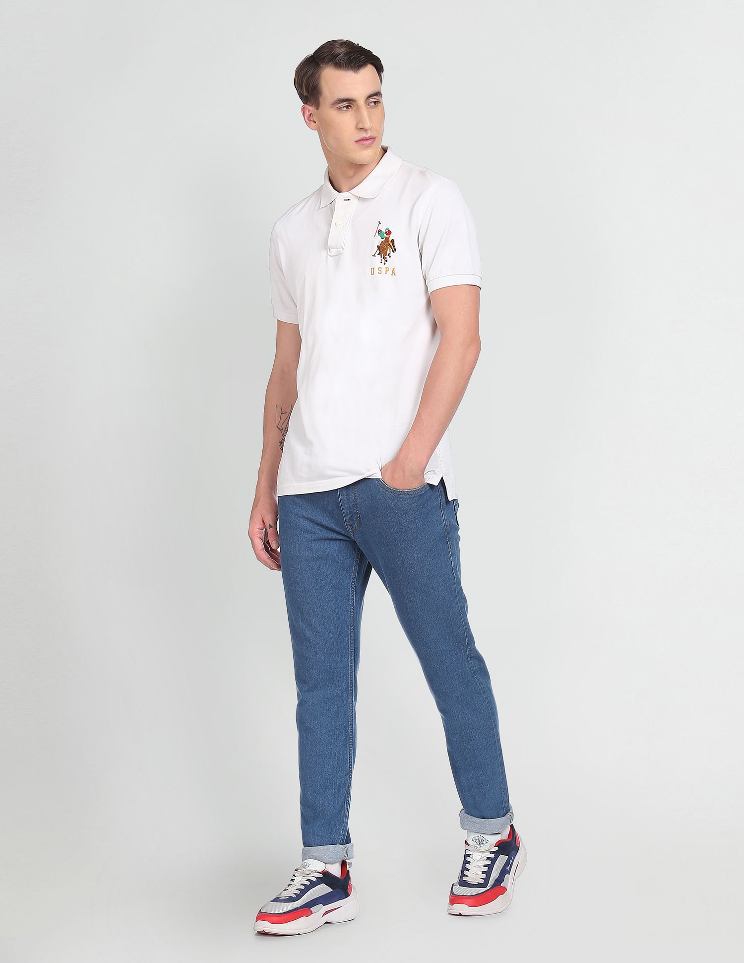 Mid Rise Rinsed Brandon Slim Tapered Fit Jeans Blue - U.S. POLO ASSN. | Large