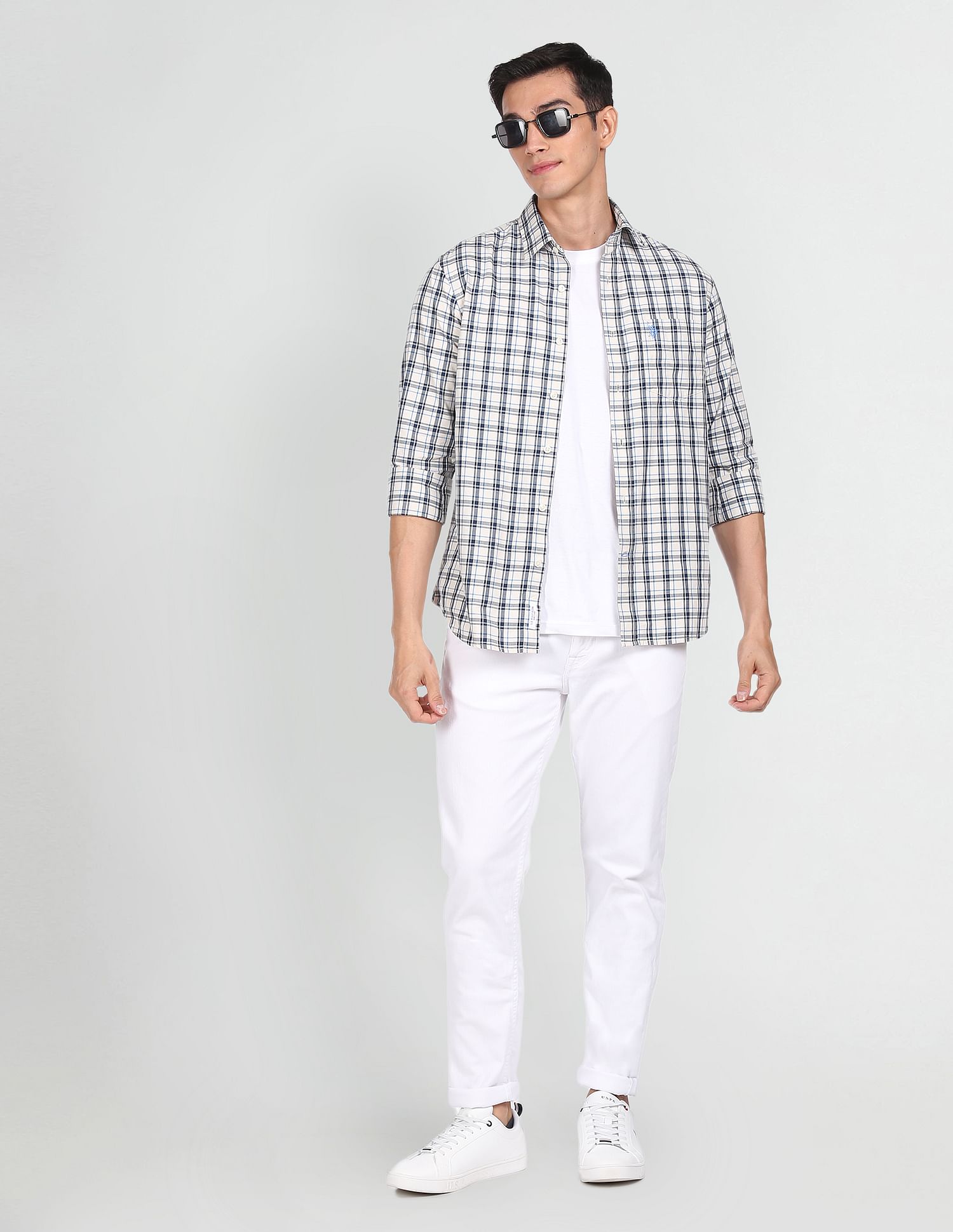 Brandon Slim Tapered Fit Mid Rise Jeans White - U.S. Polo Assn. India | Large