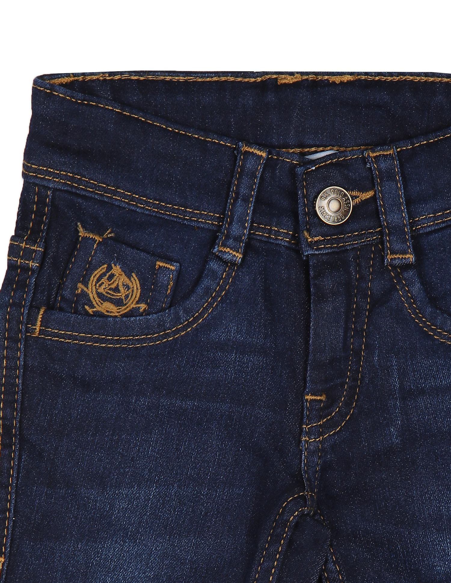 Boys Dark Blue Skinny Fit Mid Rise Jeans Dark Blue - U.S. POLO ASSN. | Large