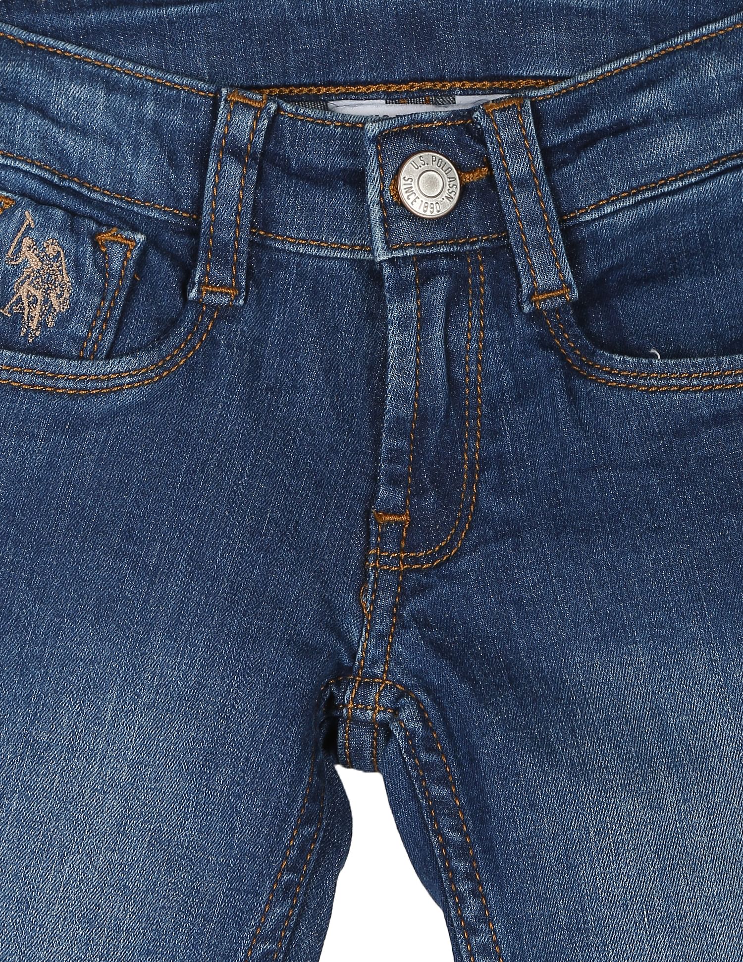 Laser Brand Print Stone Wash Jeans Blue - U.S. POLO ASSN. | Large