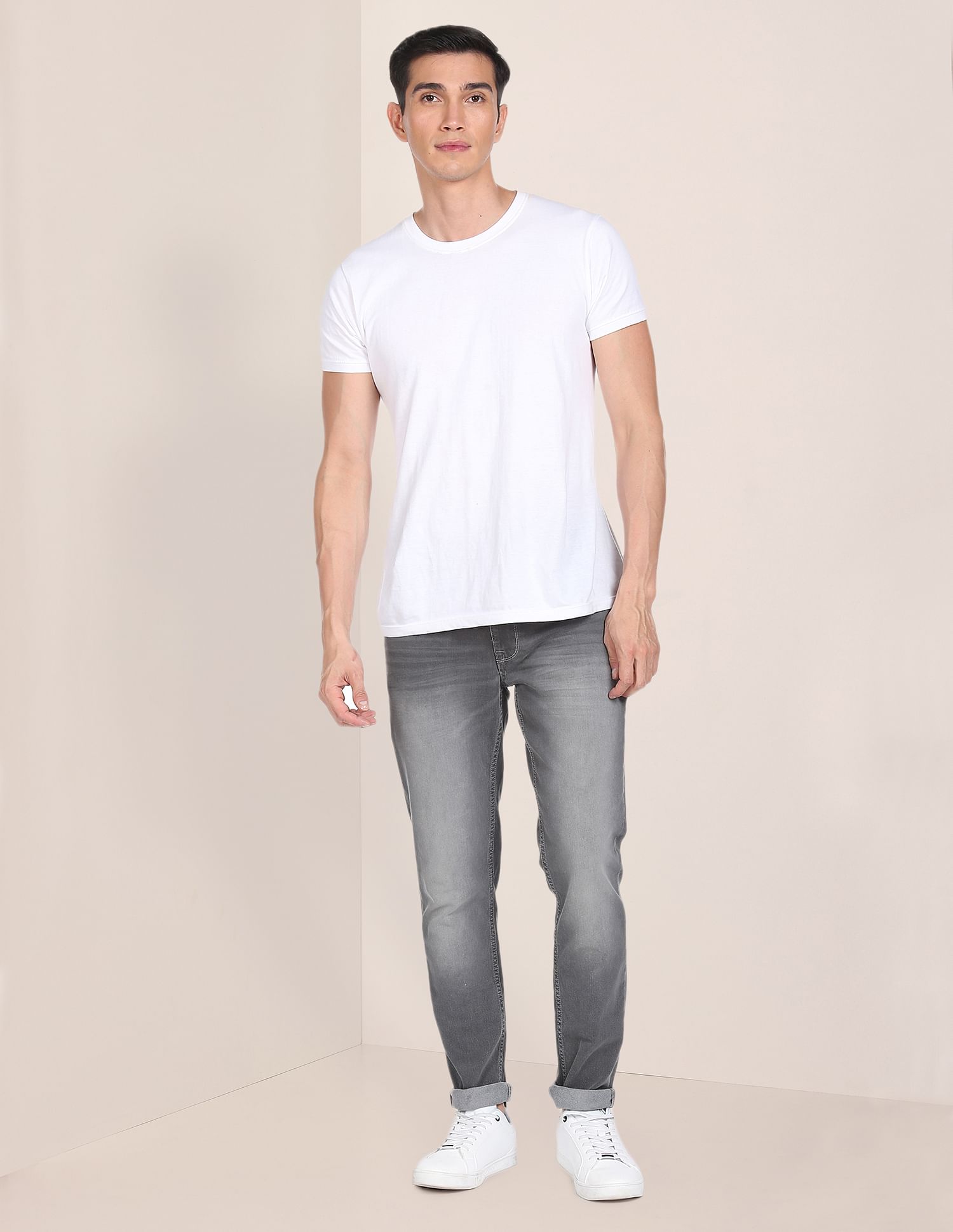 Men Grey Brandon Slim Tapered Fit Stone Wash Jeans Grey - U.S. POLO ASSN. | Large