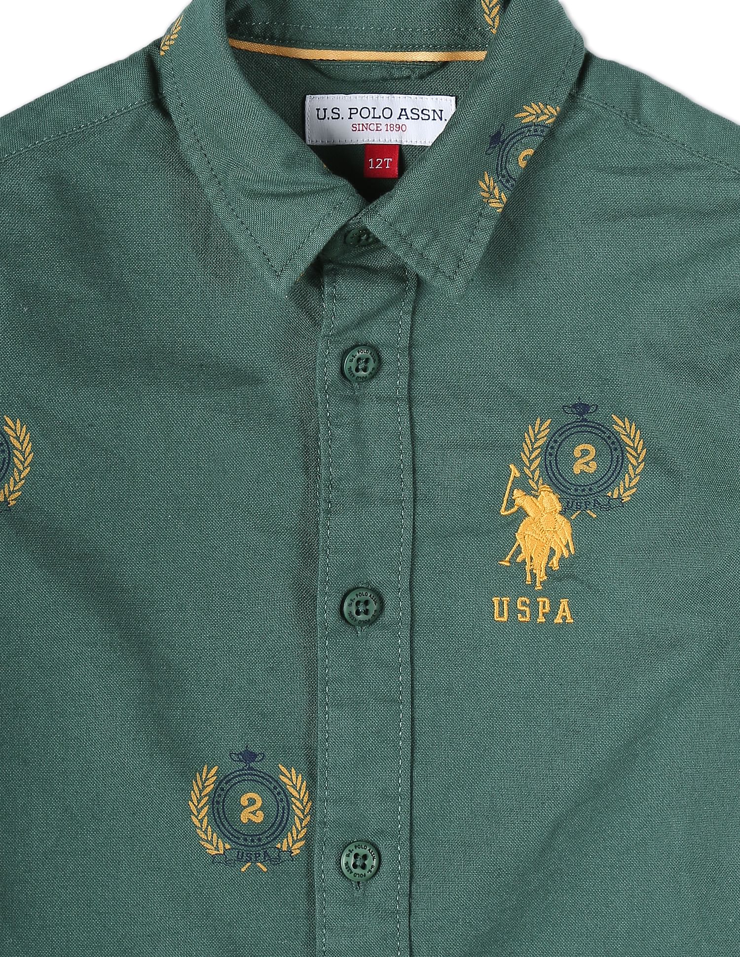 Brand Print Cotton Shirt Dark Yellow - U.S. POLO ASSN. | Large