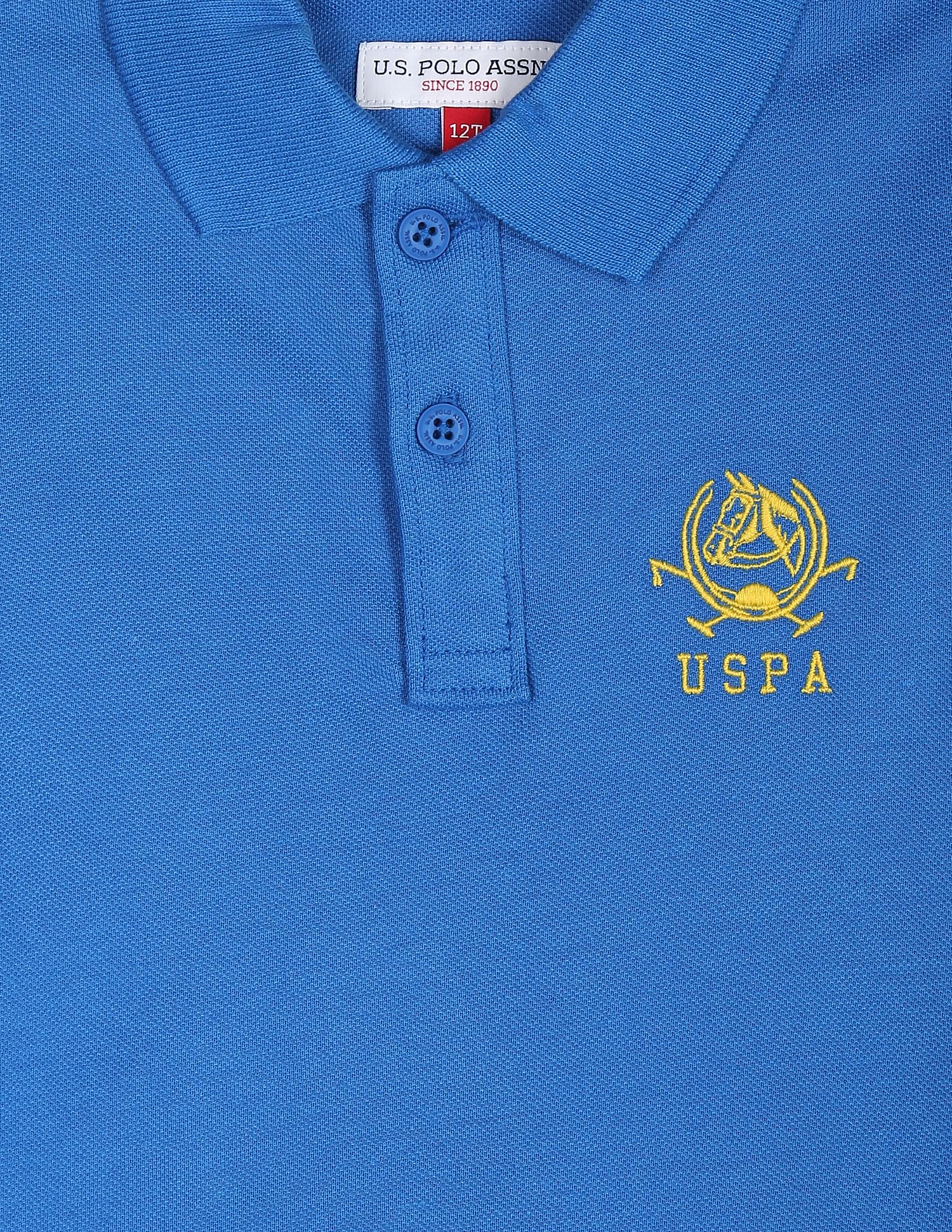 Solid Cotton Pique Polo Shirt Blue - U.S. POLO ASSN. | Large