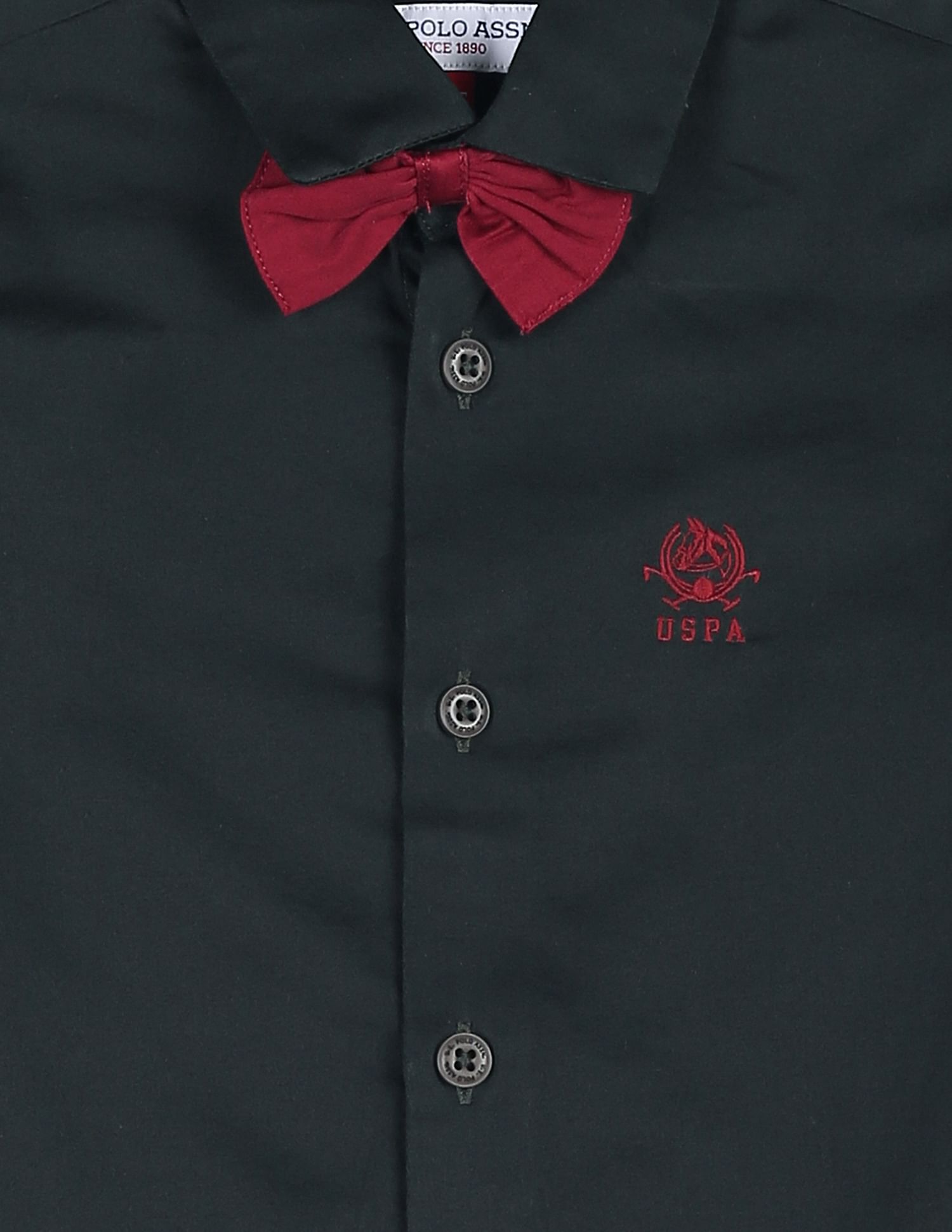 Boys Dark Green Solid Twill Shirt Dark Green - U.S. POLO ASSN. | Large