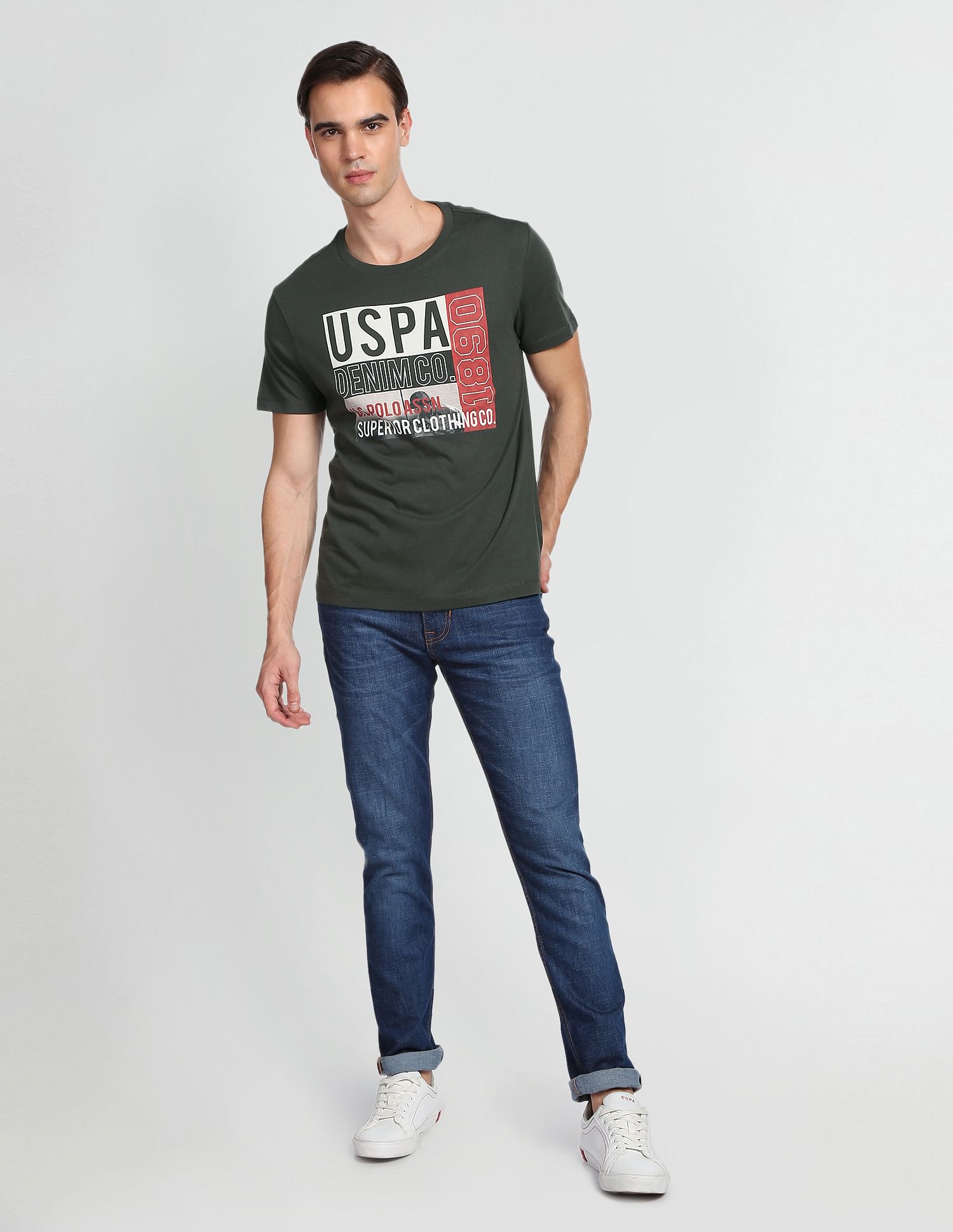 Stacked Logo T-Shirt Olive - U.S. Polo Assn. India | Large