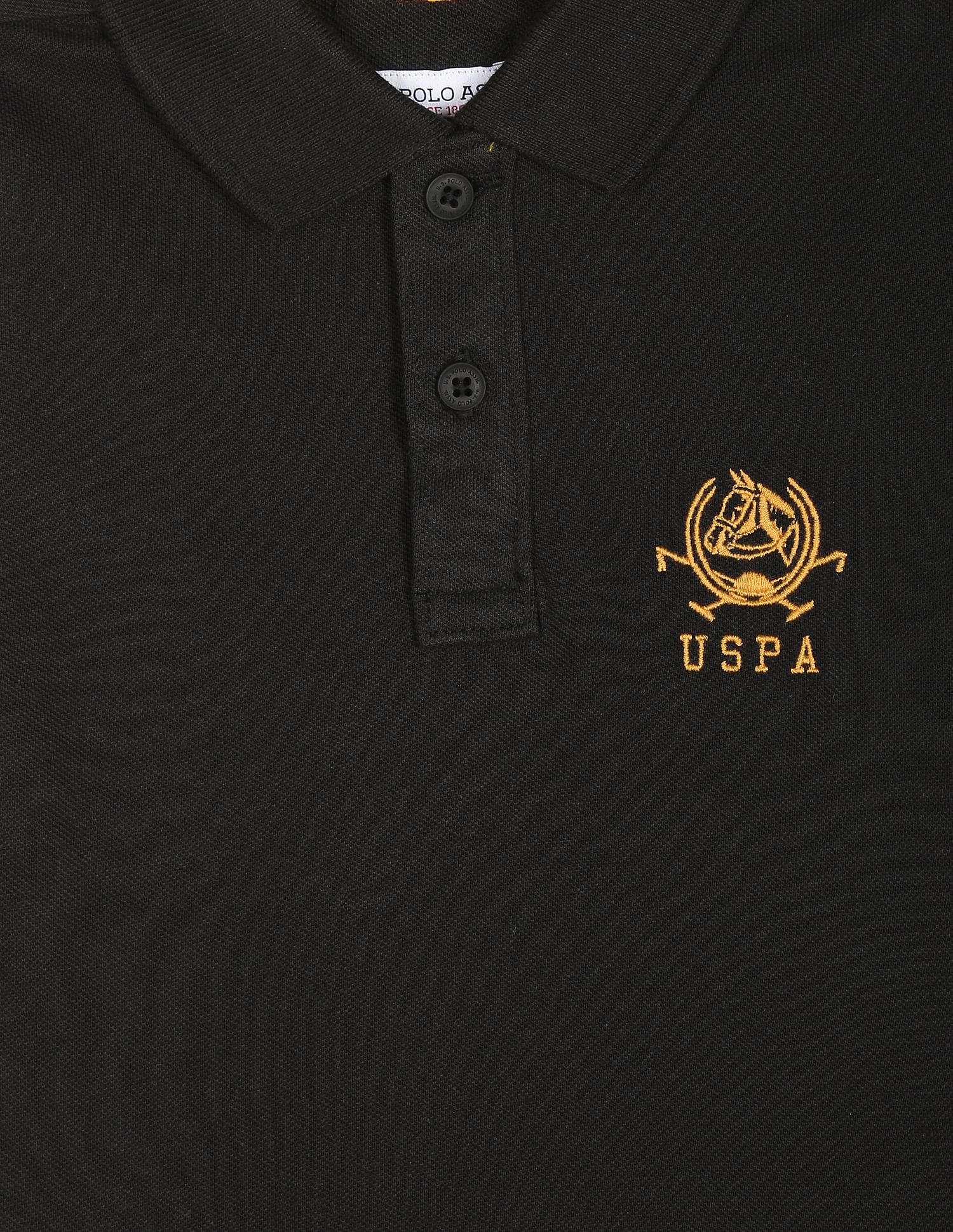 Solid Cotton Pique Polo Shirt Black - U.S. POLO ASSN. | Large