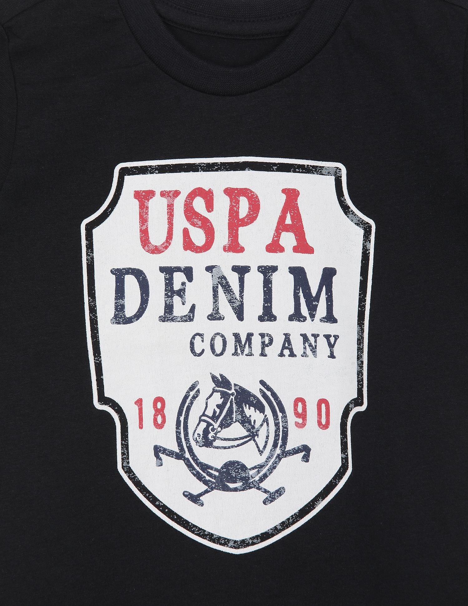 Crew Neck Brand Print T-Shirt Black - U.S. POLO ASSN. | Large