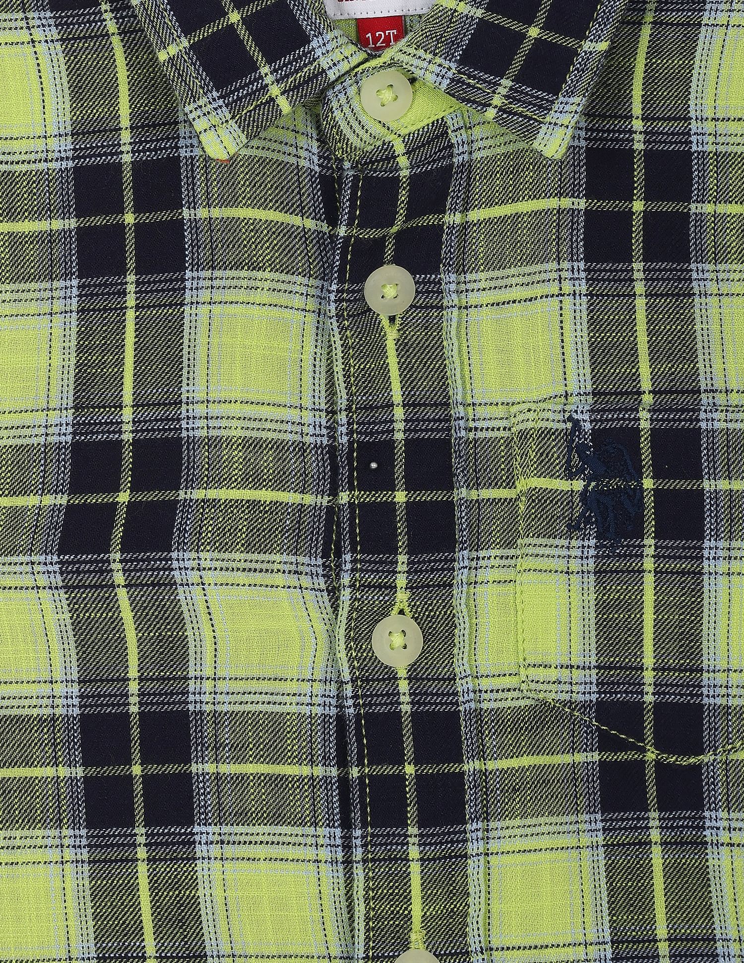 Outdoor Check Cotton Shirt Green - U.S. POLO ASSN. | Large