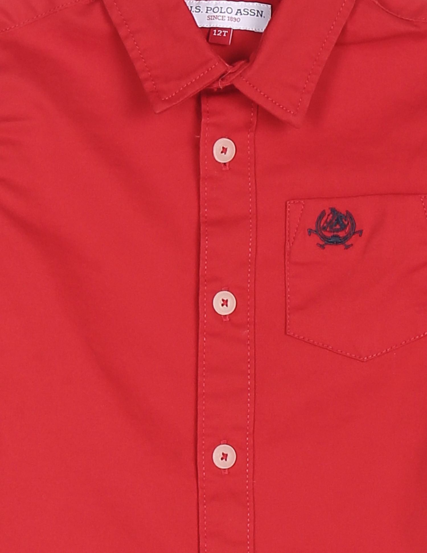Patch Pocket Solid Shirt Red - U.S. POLO ASSN. | Large