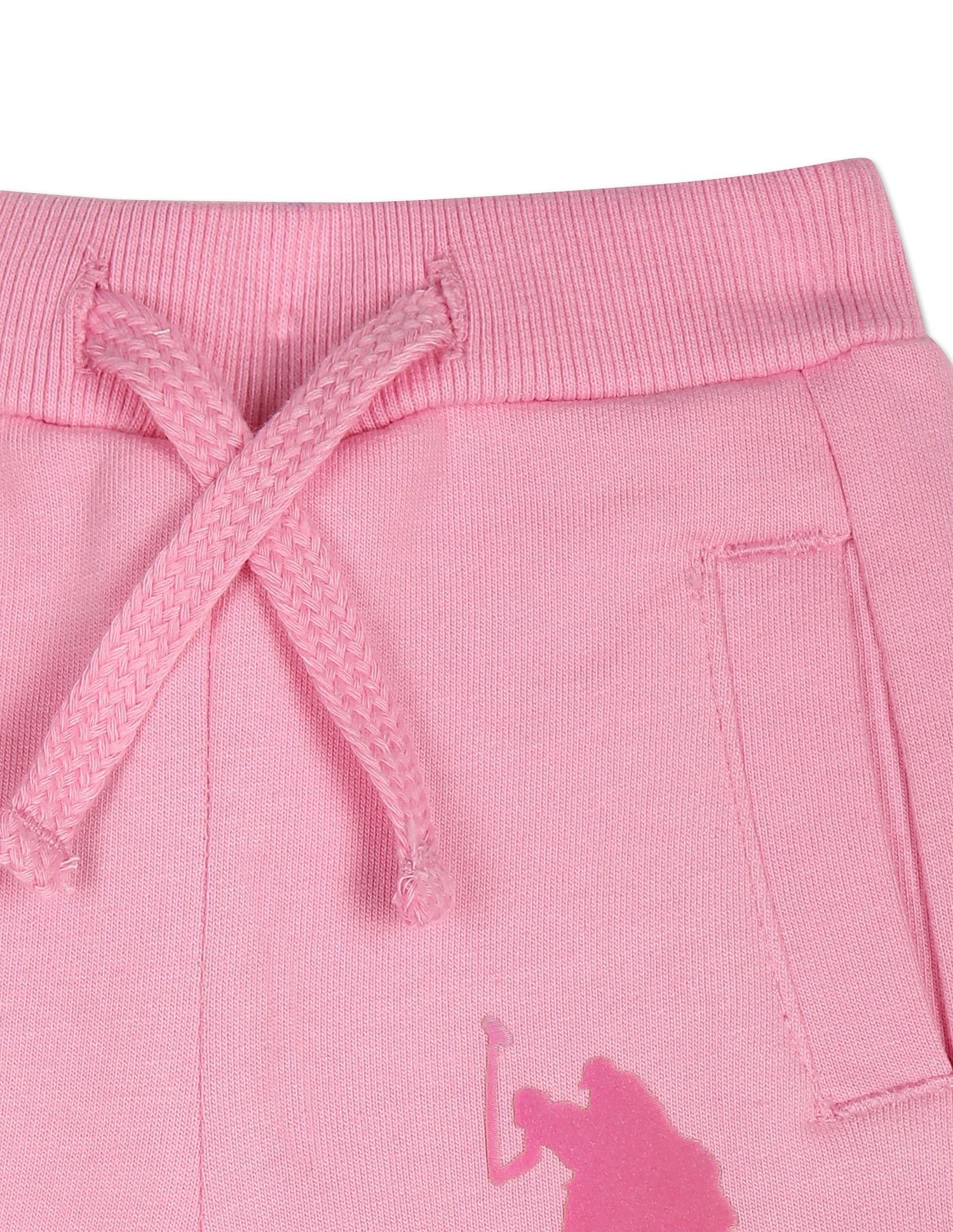 Drawstring Waist Logo Solid Joggers Pink - U.S. POLO ASSN. | Large