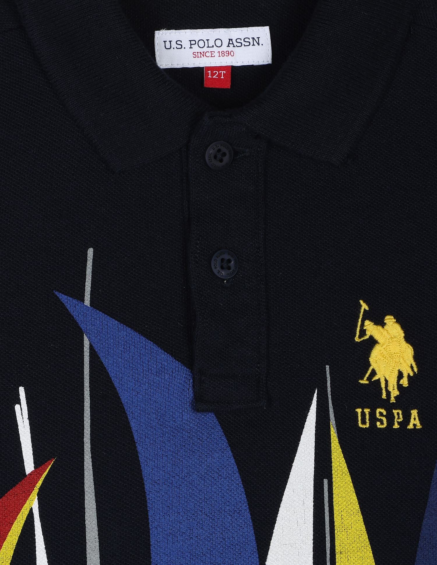 Graphic Print Cotton Polo Shirt Navy - U.S. POLO ASSN. | Large