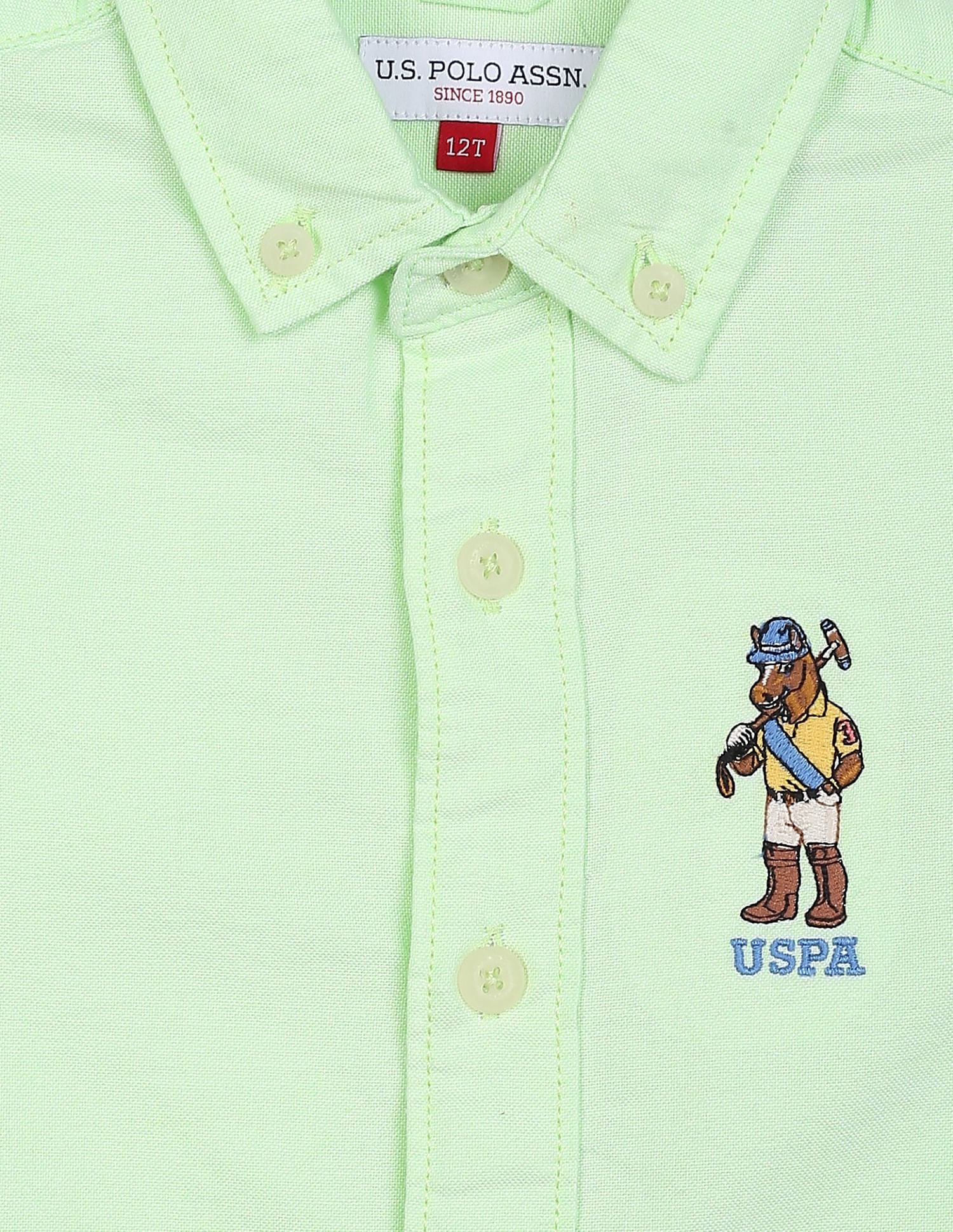 Solid Cotton Shirt Light Green - U.S. POLO ASSN. | Large