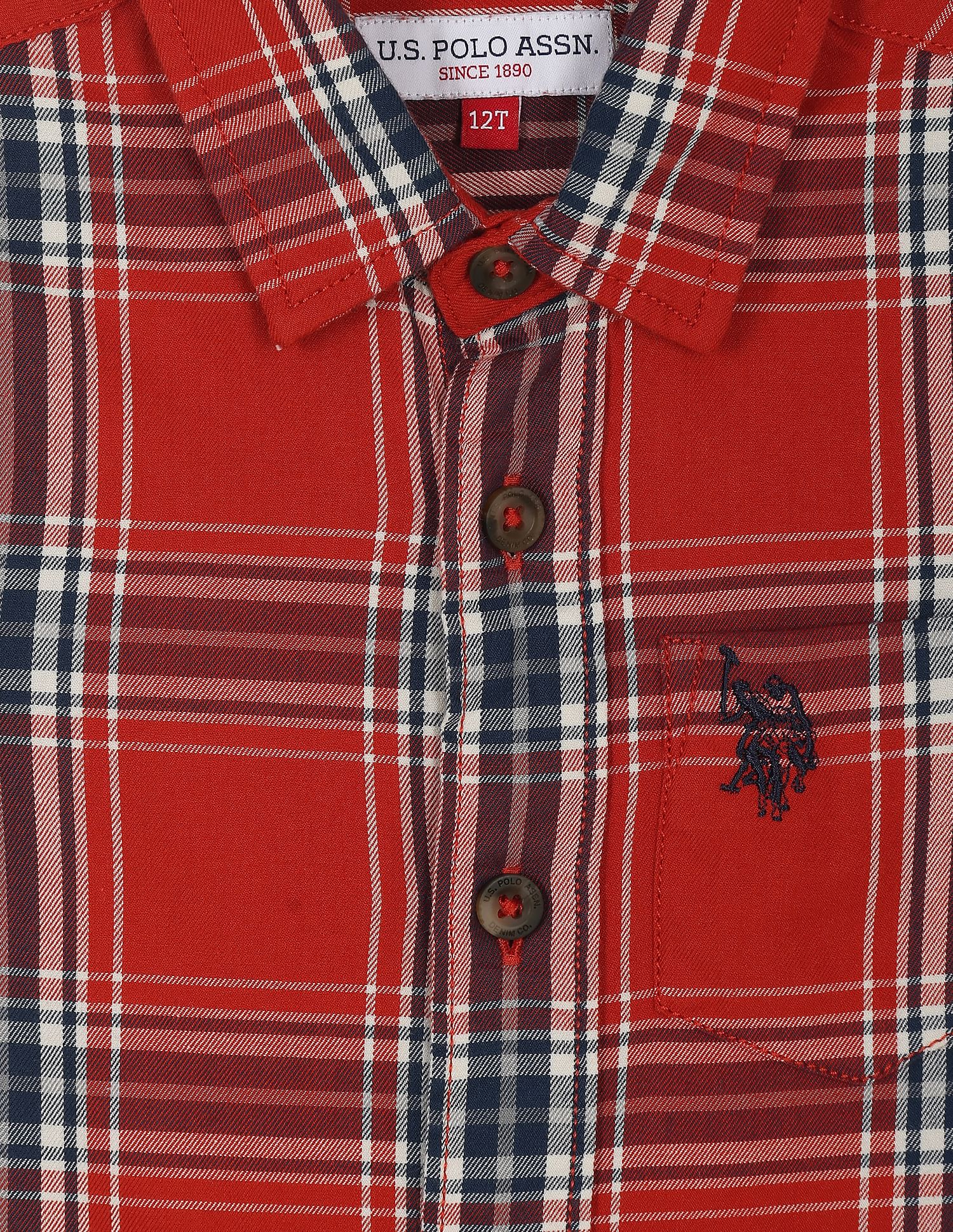 Outdoor Check Short Sleeve Shirt Red - U.S. Polo Assn. India | Large