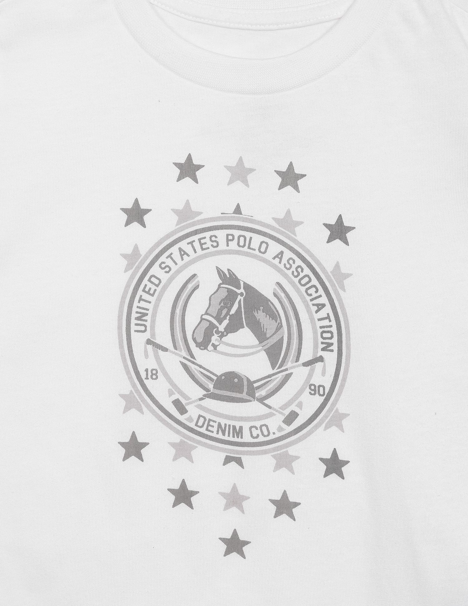 Brand Print Pure Cotton T-Shirt White - U.S. POLO ASSN. | Large