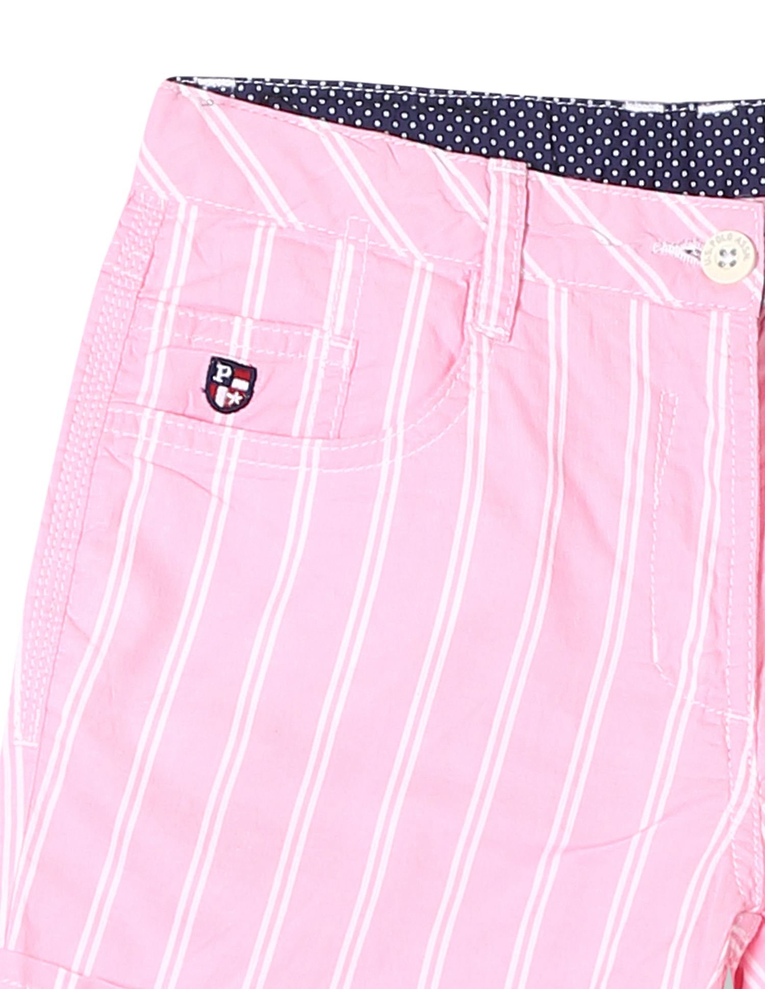 Girls Striped Woven Shorts Light Pink - U.S. POLO ASSN. | Large