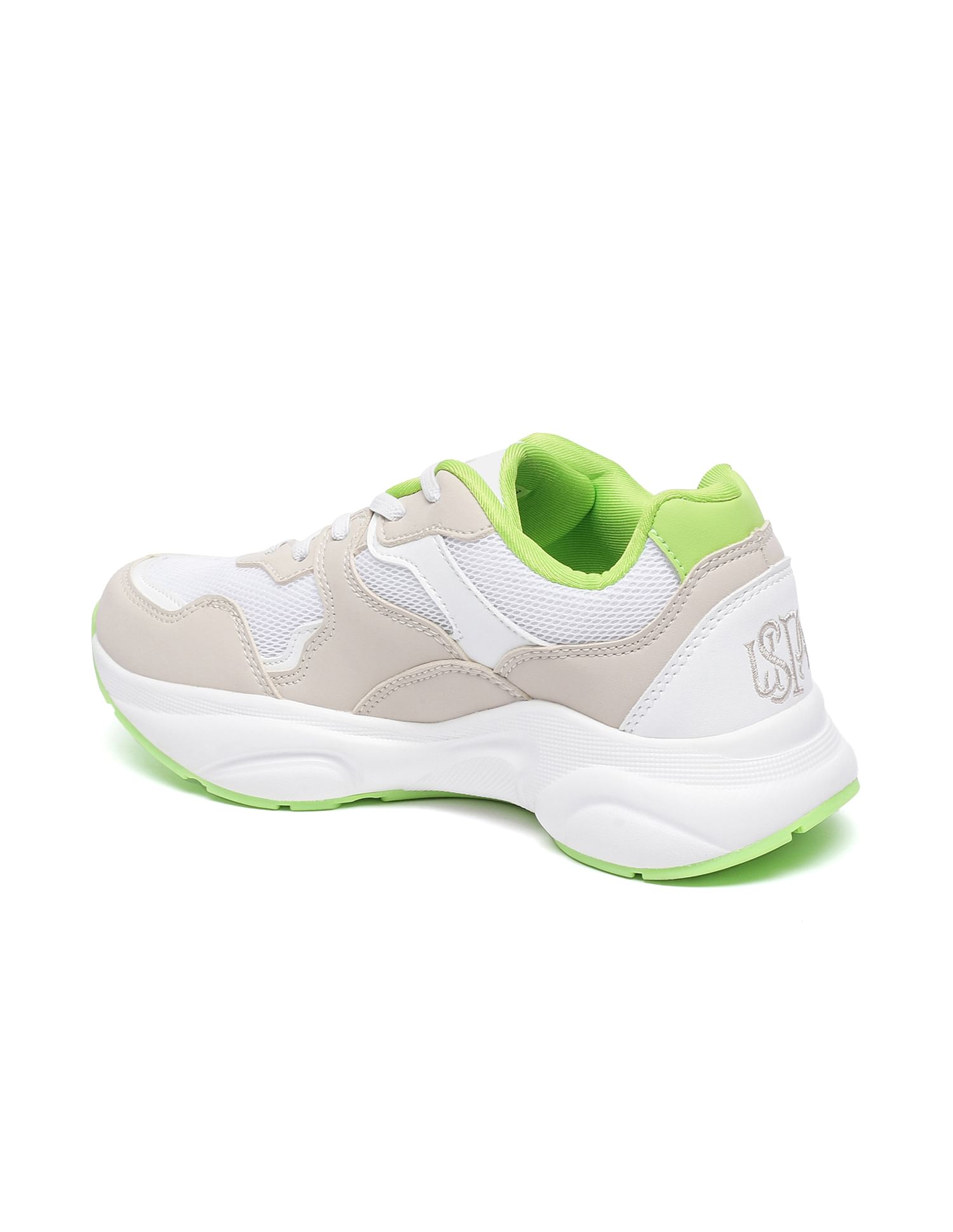 Zuri Panelled Colour Block Lace Up Sneakers Beige - U.S. POLO ASSN. | Large