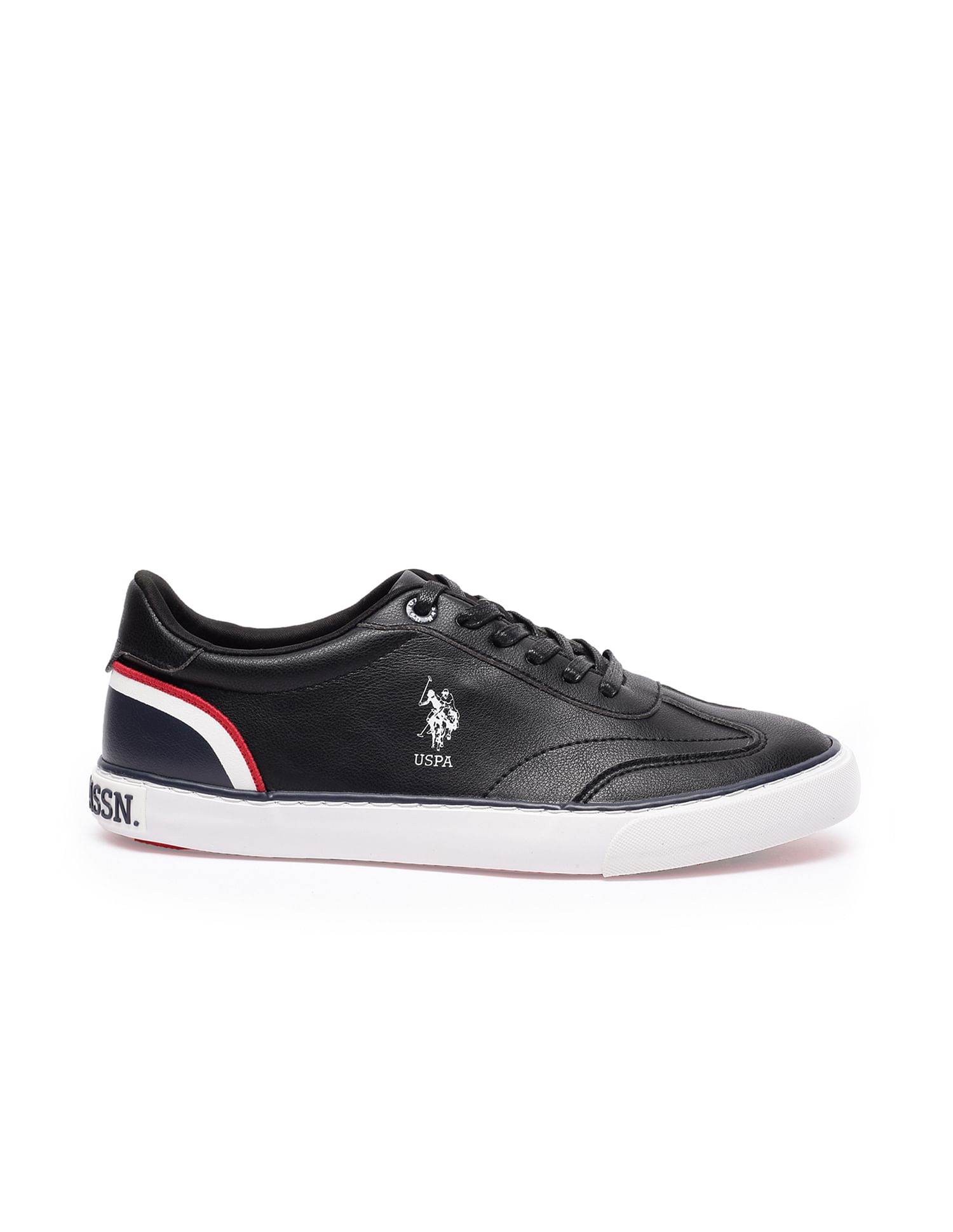 Men Round Toe Solid Oskar Sneakers Black - U.S. Polo Assn. India | Large