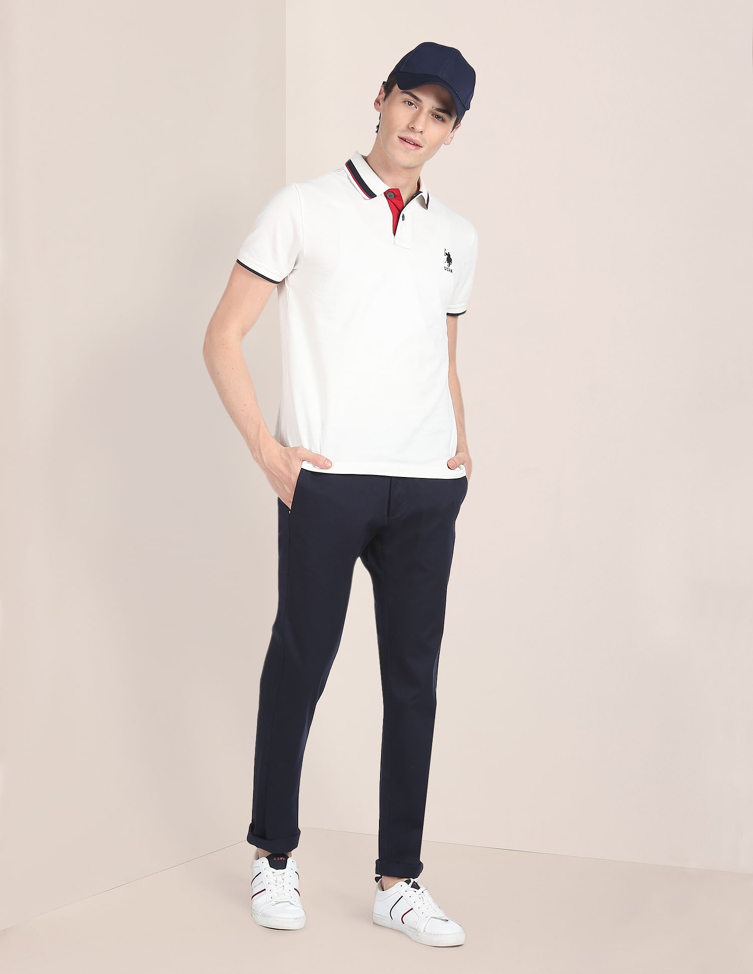 Denver Slim Fit Stretch Chinos Navy - U.S. POLO ASSN. | Large