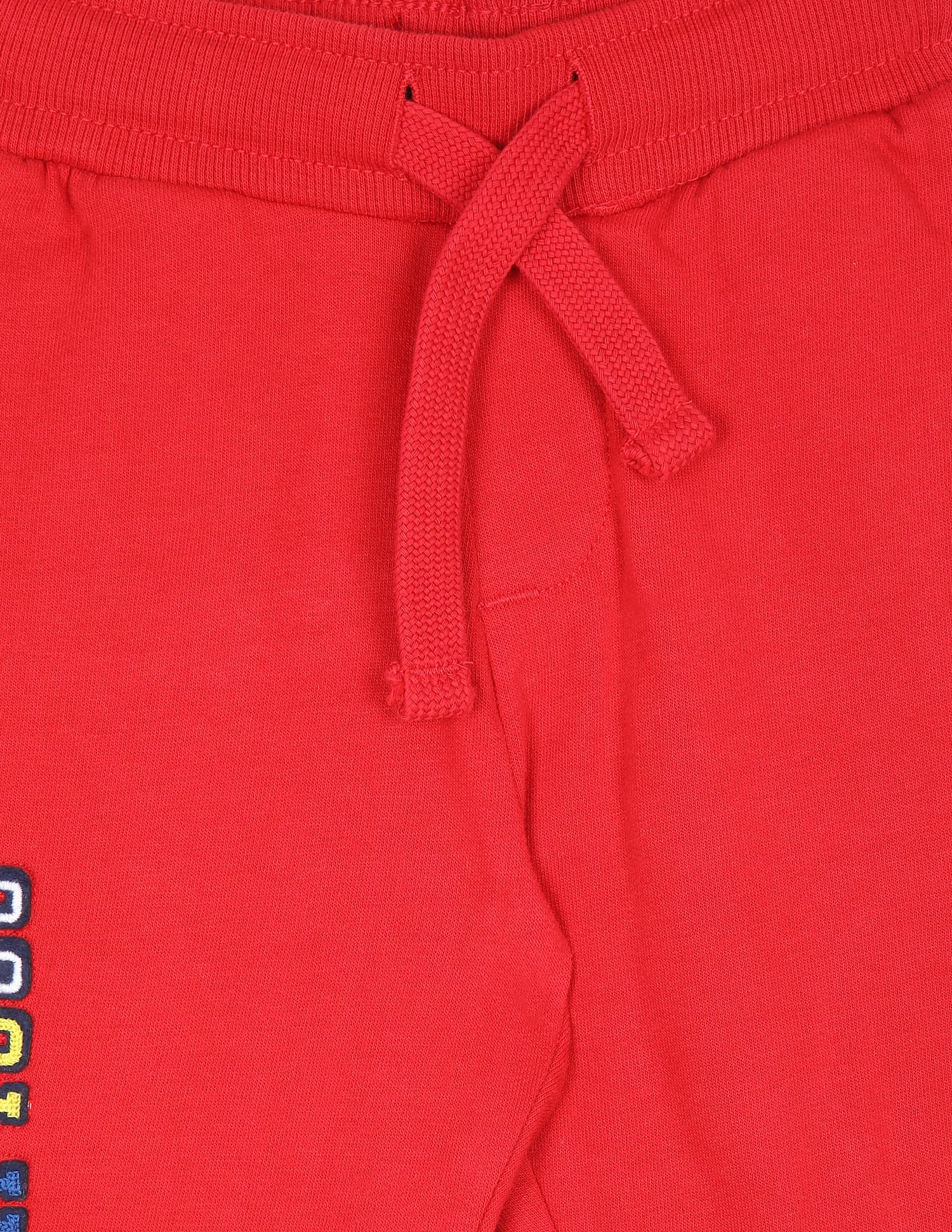 Boys Red Mid Rise Appliqued Joggers Red - U.S. POLO ASSN. | Large