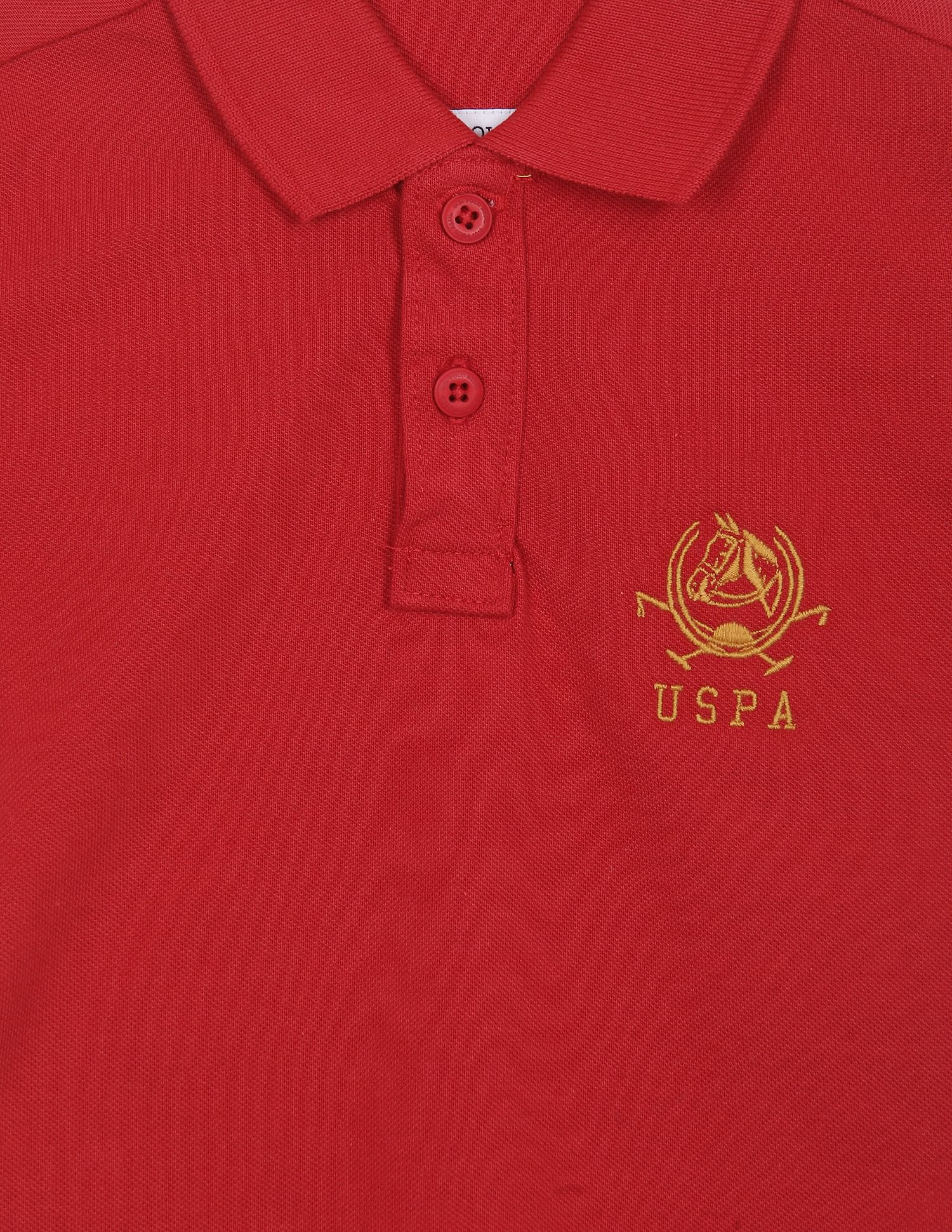Pure Cotton Solid Pique Polo Shirt Red - U.S. POLO ASSN. | Large