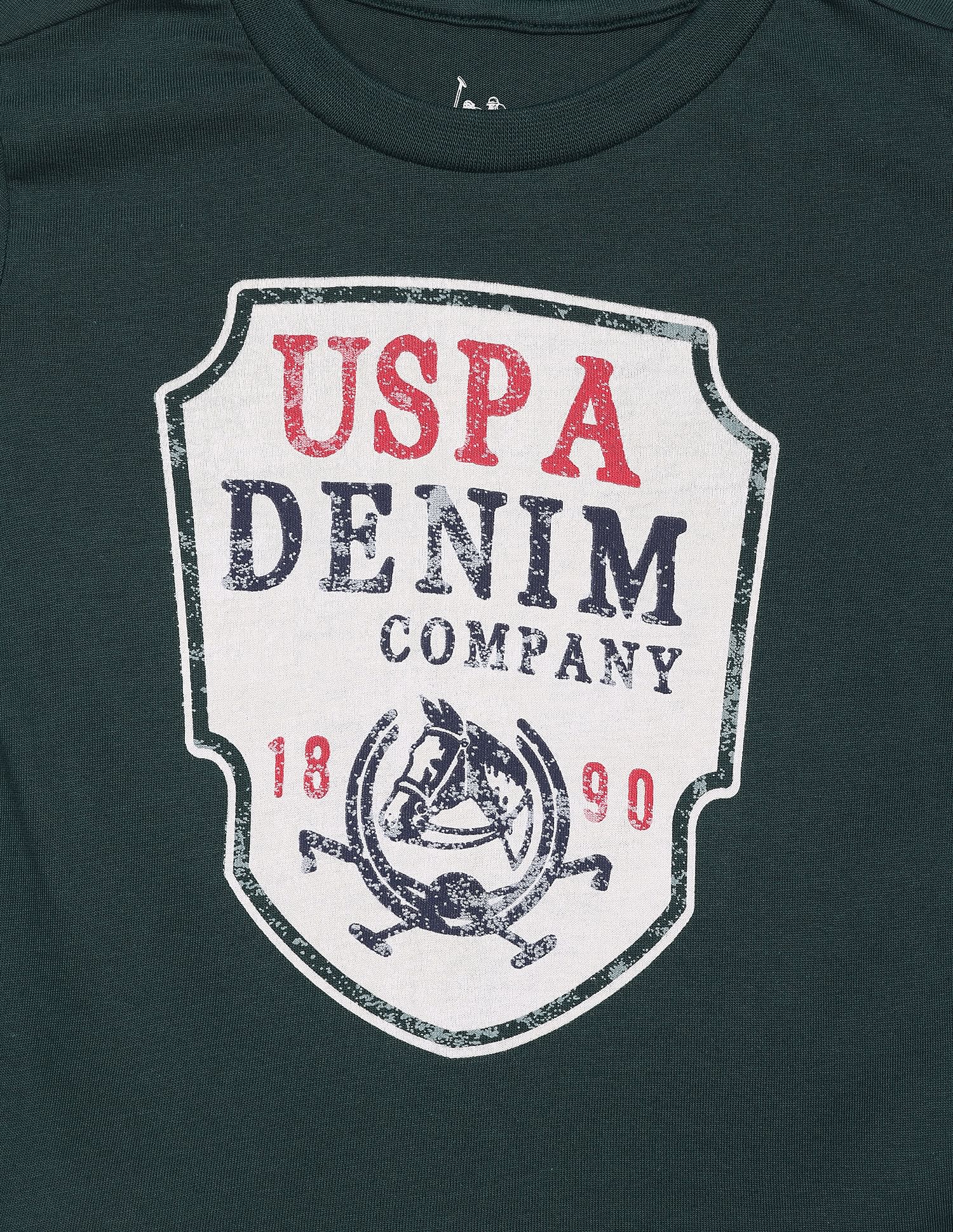 Brand Print Pure Cotton T-Shirt Dark Green - U.S. POLO ASSN. | Large