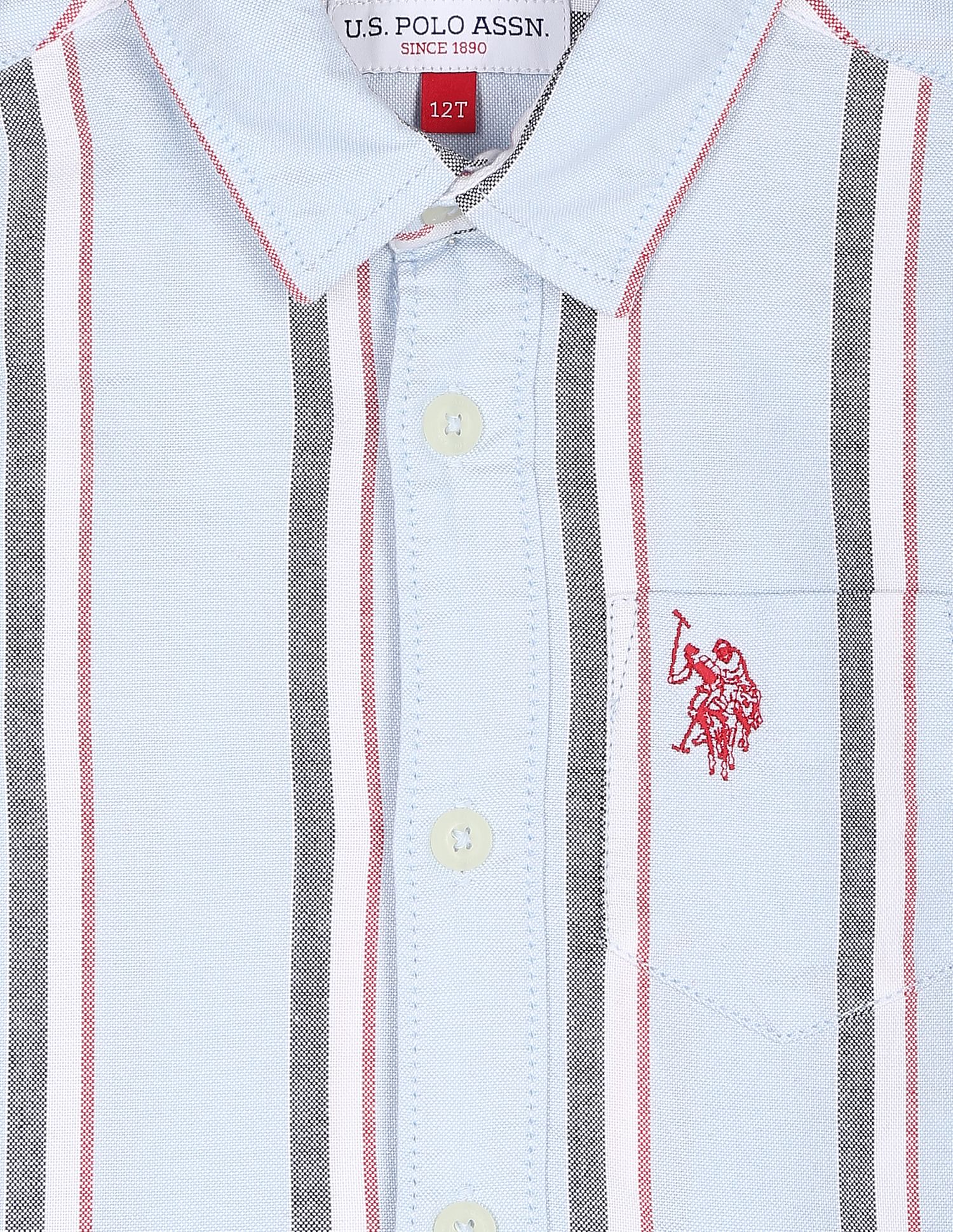 Vertical Stripe Oxford Shirt Light Blue - U.S. POLO ASSN. | Large