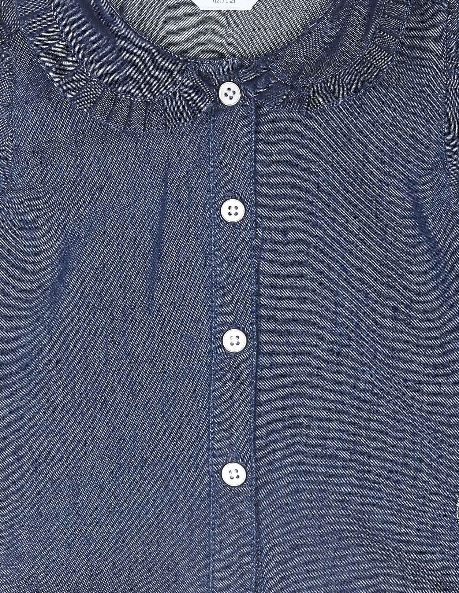 Indigo Classic Peter Pan Collar Top Blue - U.S. POLO ASSN. | Large