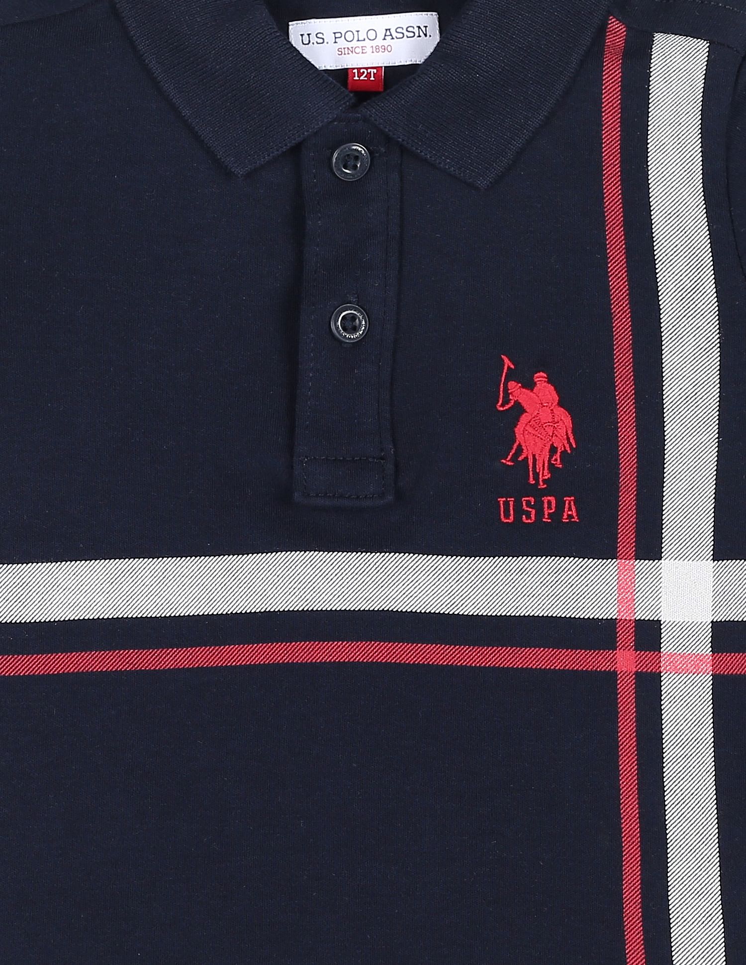 Classic Stripe Cotton Polo Shirt Navy - U.S. POLO ASSN. | Large