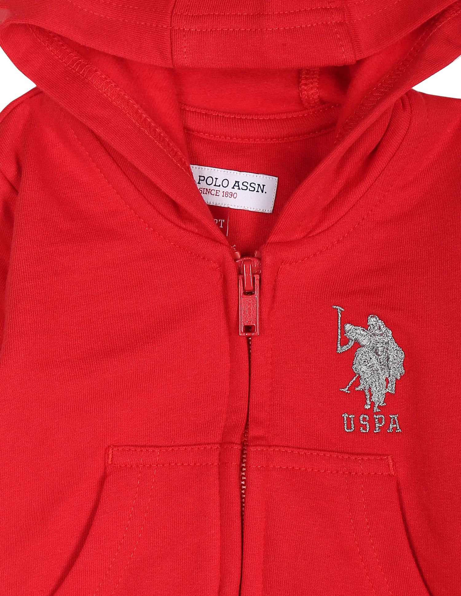 Solid Hooded Sweatshirt Red - U.S. Polo Assn. India | Large