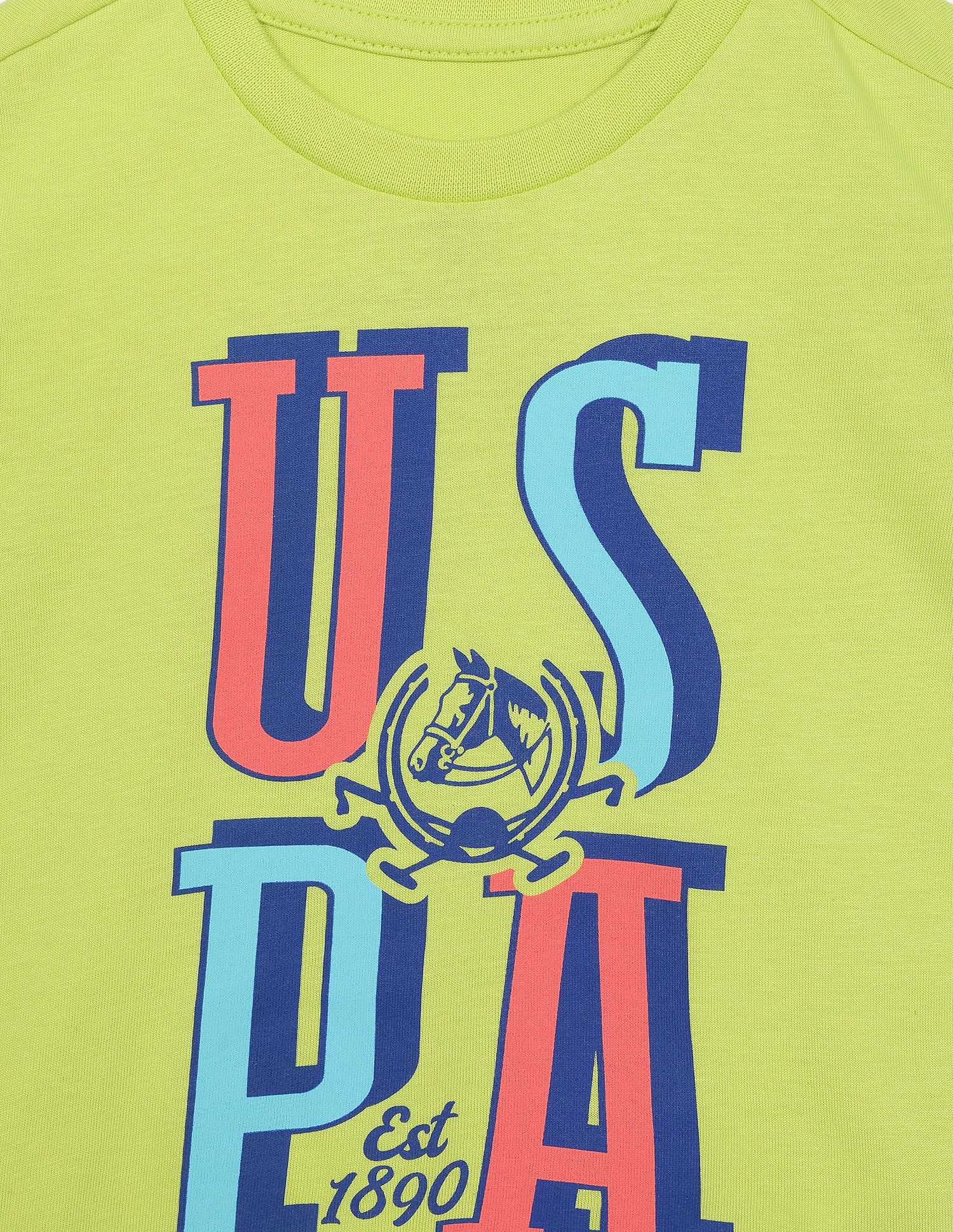 Brand Print Pure Cotton T-Shirt Lime Green - U.S. POLO ASSN. | Large