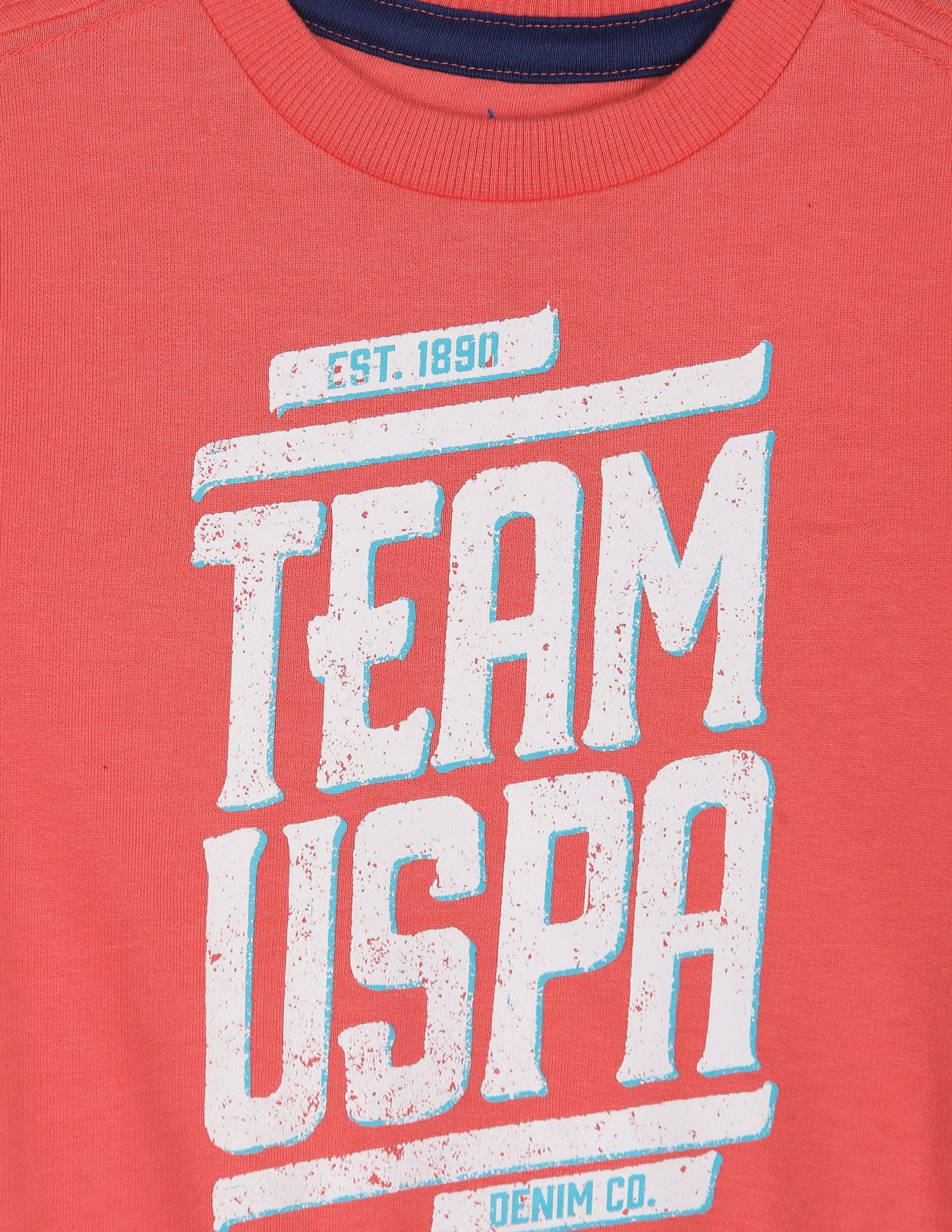 Boys Coral Brand Print Cotton Sweatshirt Coral - U.S. Polo Assn. India | Large