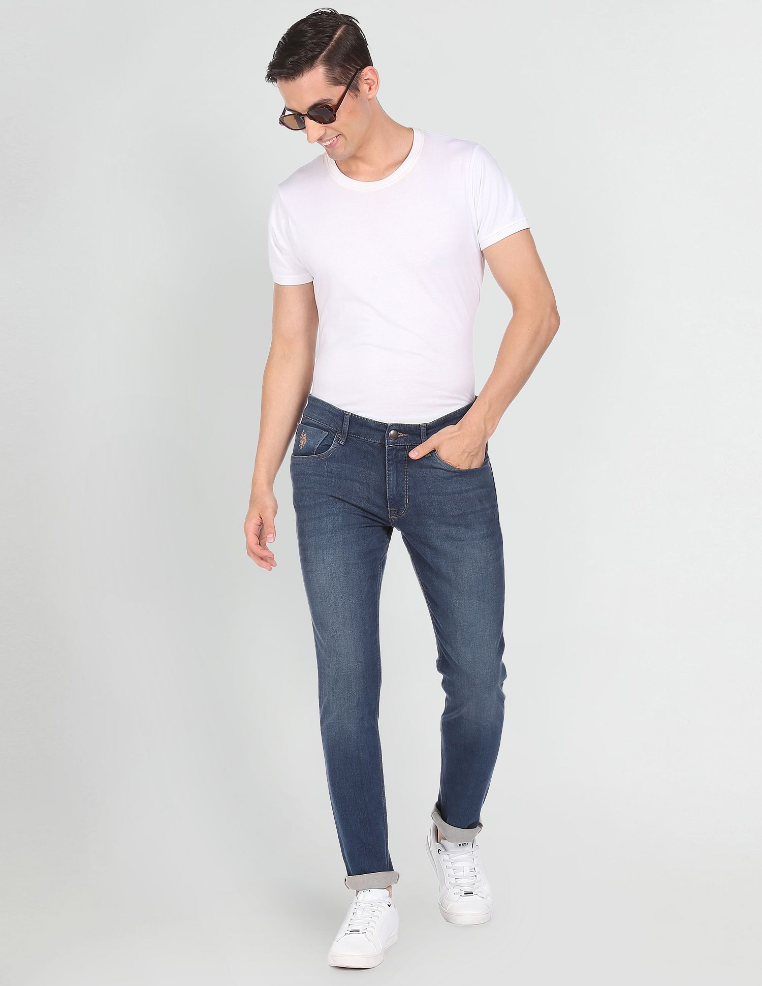 Brandon Slim Tapered Fit Stone Wash Jeans Blue - U.S. POLO ASSN. | Large