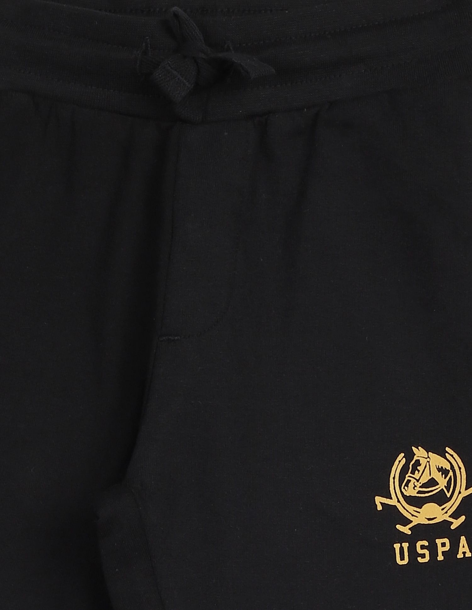 Mid Rise Brand Print Joggers Black - U.S. Polo Assn. India | Large