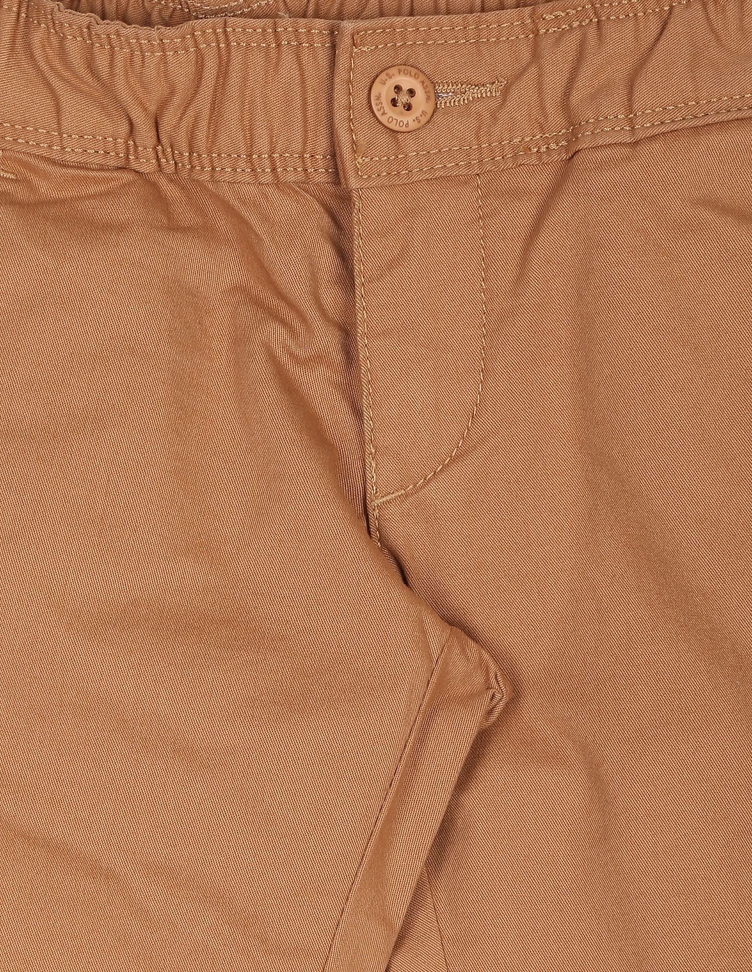 Elasticised Waist Solid Trousers Light Brown - U.S. Polo Assn. India | Large