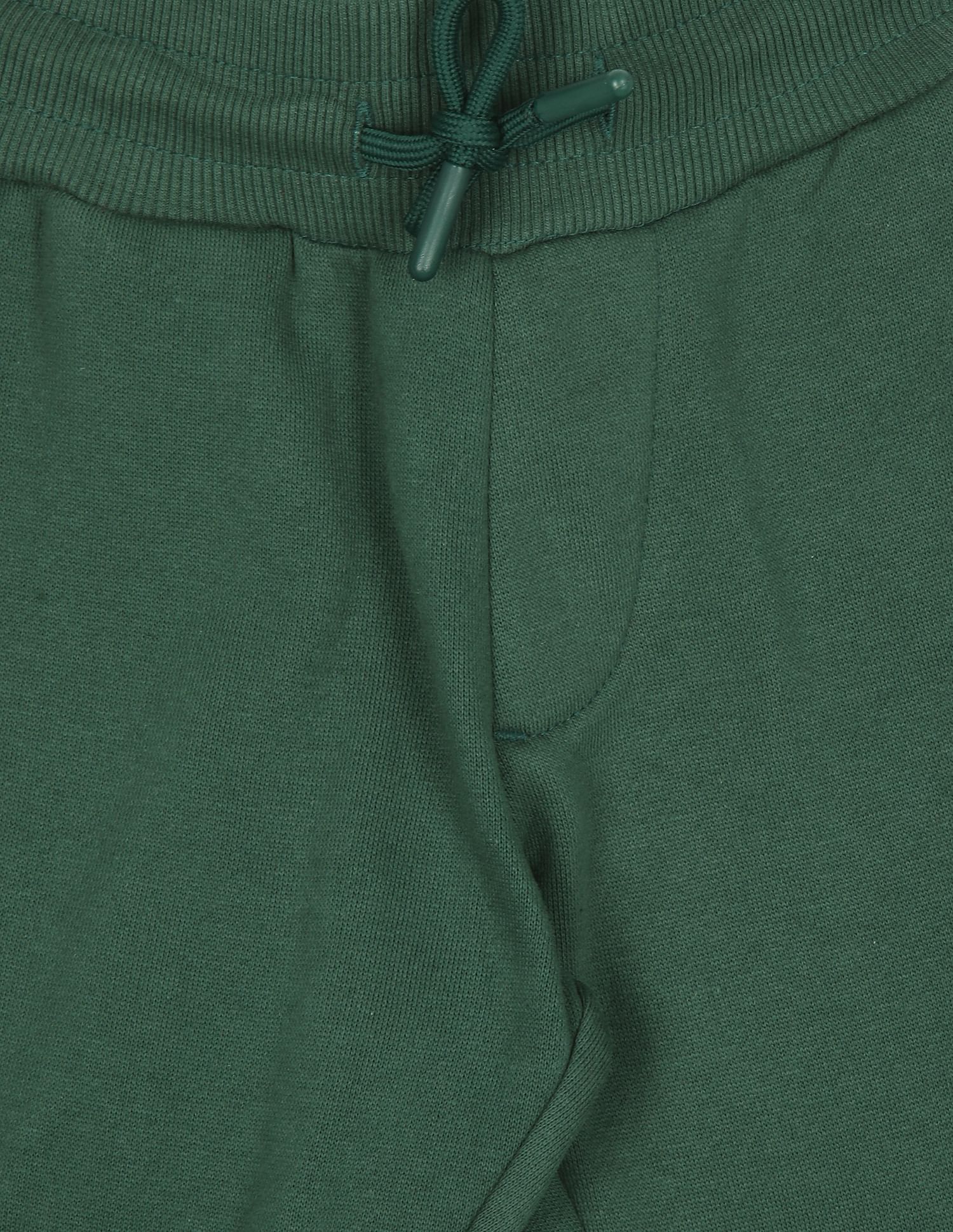 Boys Dark Green Mid Rise Solid Joggers Dark Green - U.S. POLO ASSN. | Large