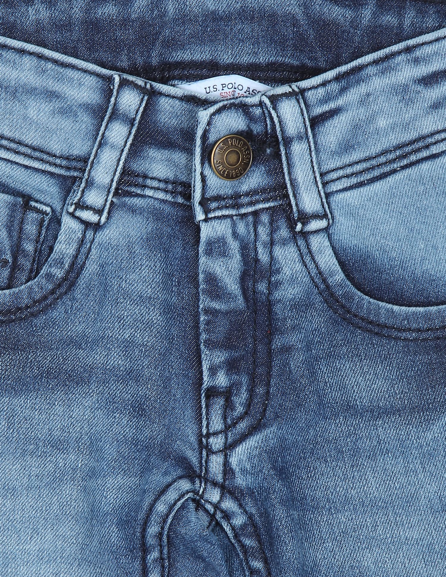 Boys Blue Skinny Fit Stone Wash Jeans Light Blue - U.S. POLO ASSN. | Large