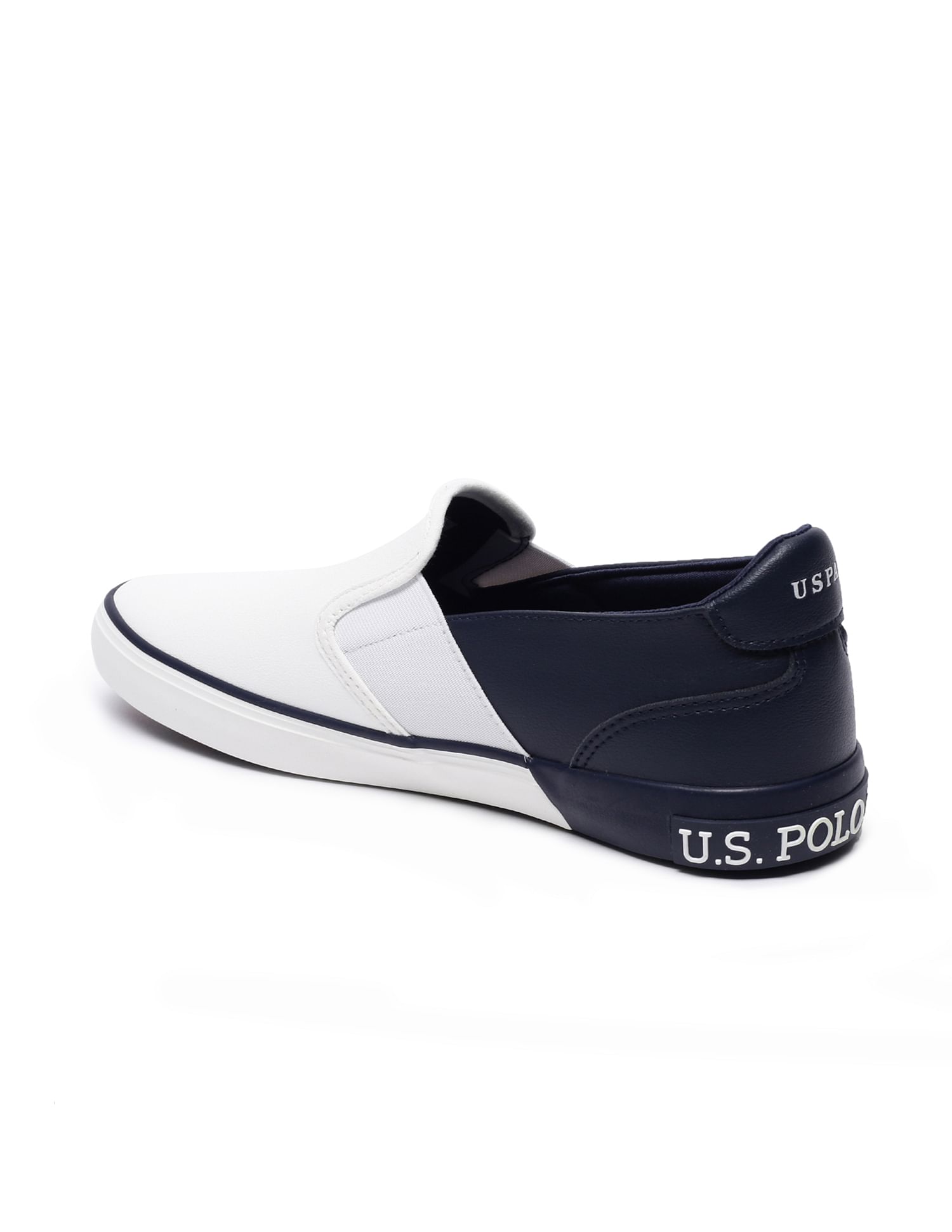 Men Lanap Colour Block Slip On Shoes White and Navy - U.S. POLO ASSN. | Large