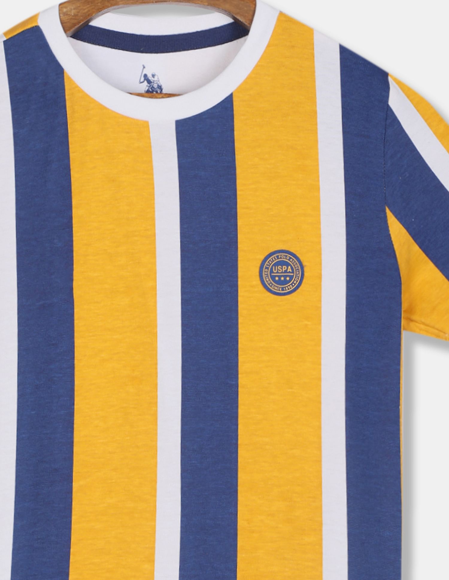 Boys Yellow And Blue Crew Neck Stripe T-Shirt Yellow and Blue - U.S. POLO ASSN. | Large