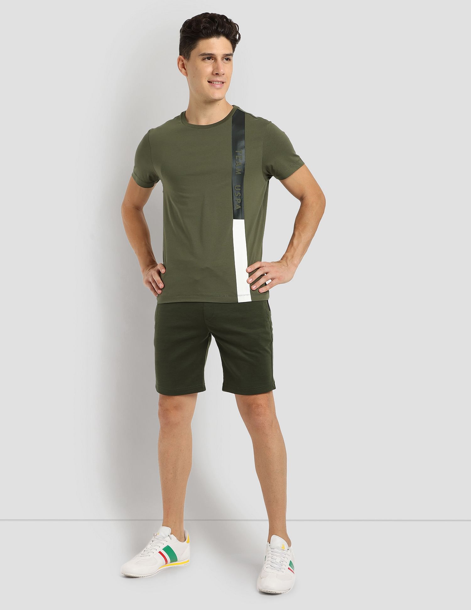 Brand Stripe Training T-Shirt Olive - U.S. Polo Assn. India | Large
