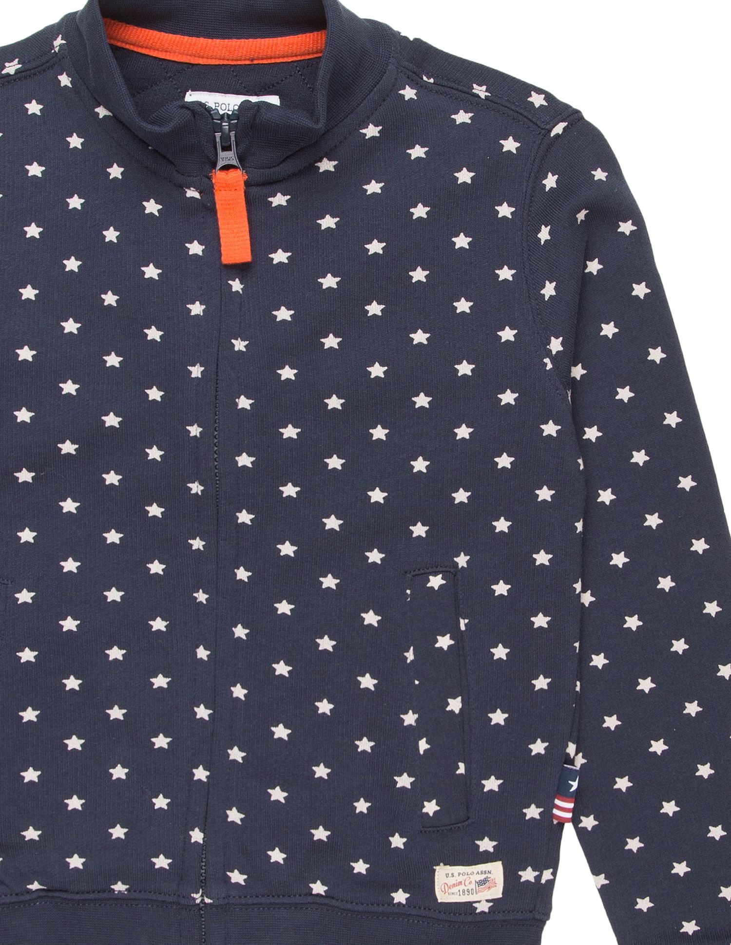 Boys Star Printed Zip Up Sweatshirt Navy - U.S. Polo Assn. India | Large
