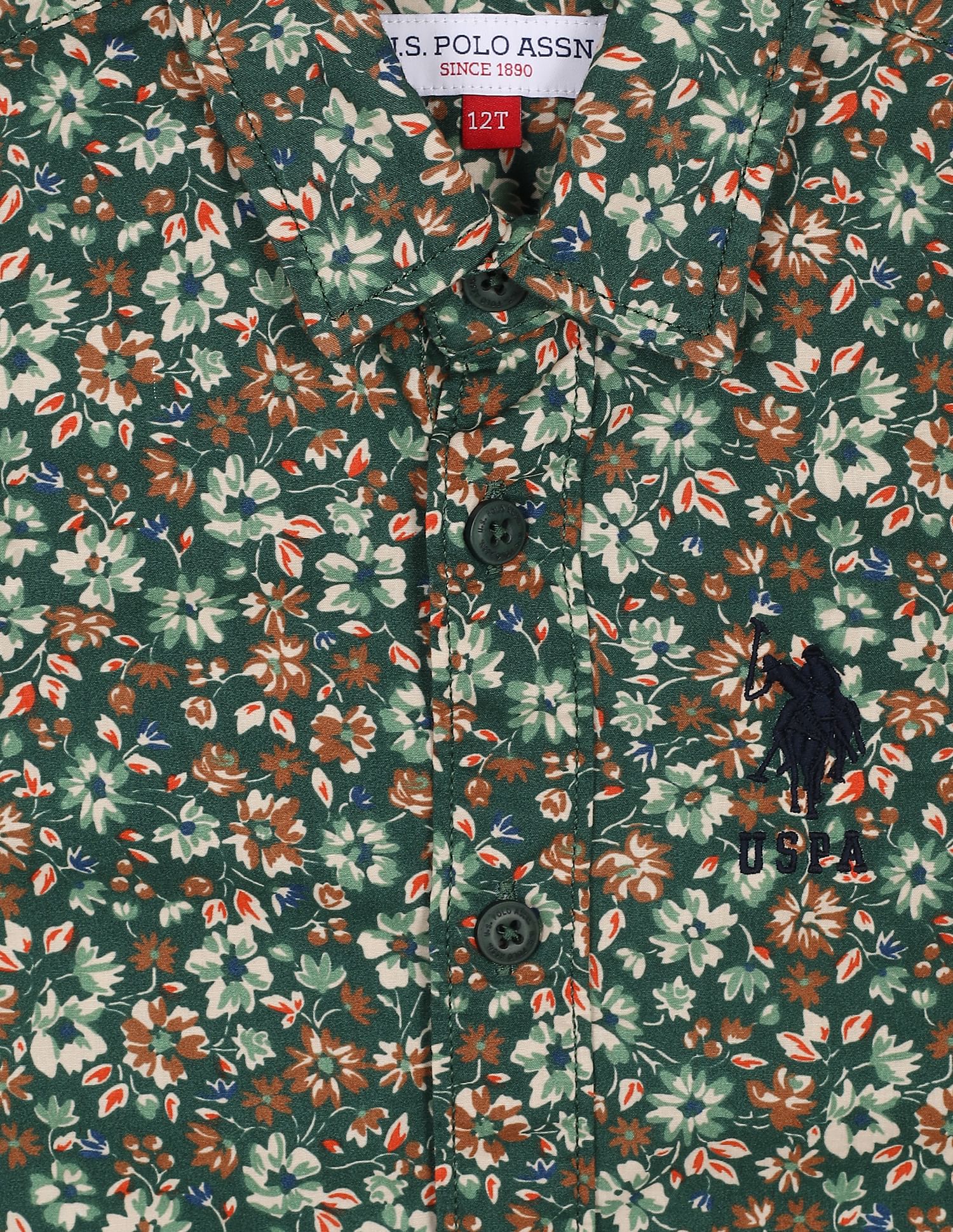 Long Sleeve Floral Print Casual Shirt Green - U.S. Polo Assn. India | Large