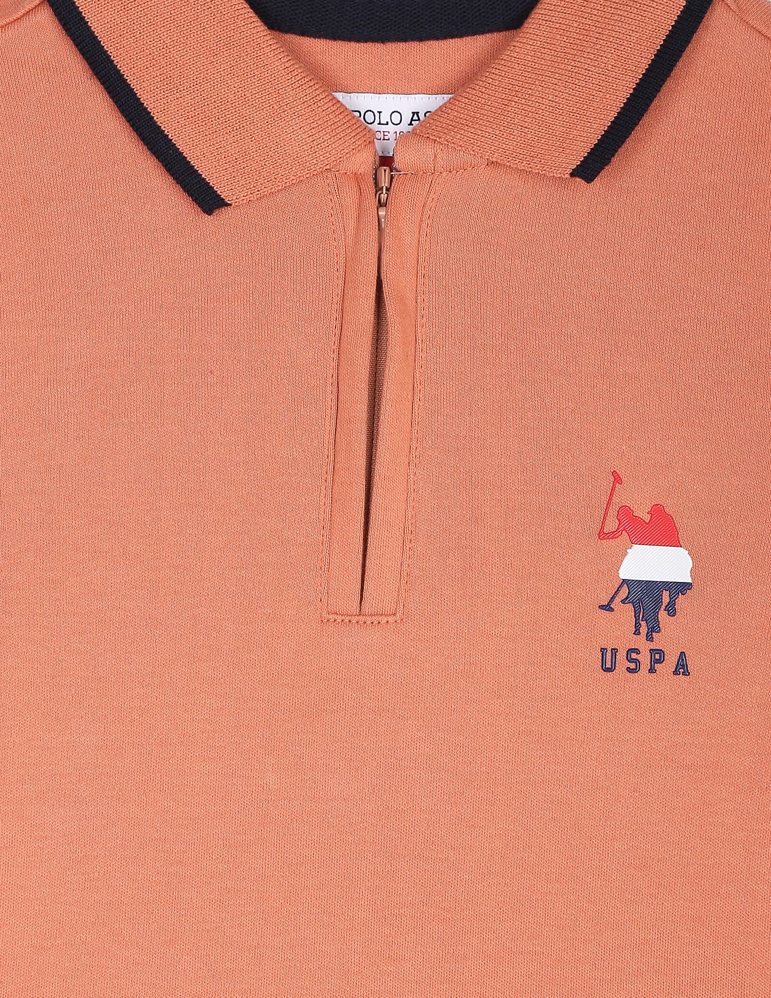 Cotton Zipper Coordinate Polo Shirt Rust - U.S. POLO ASSN. | Large