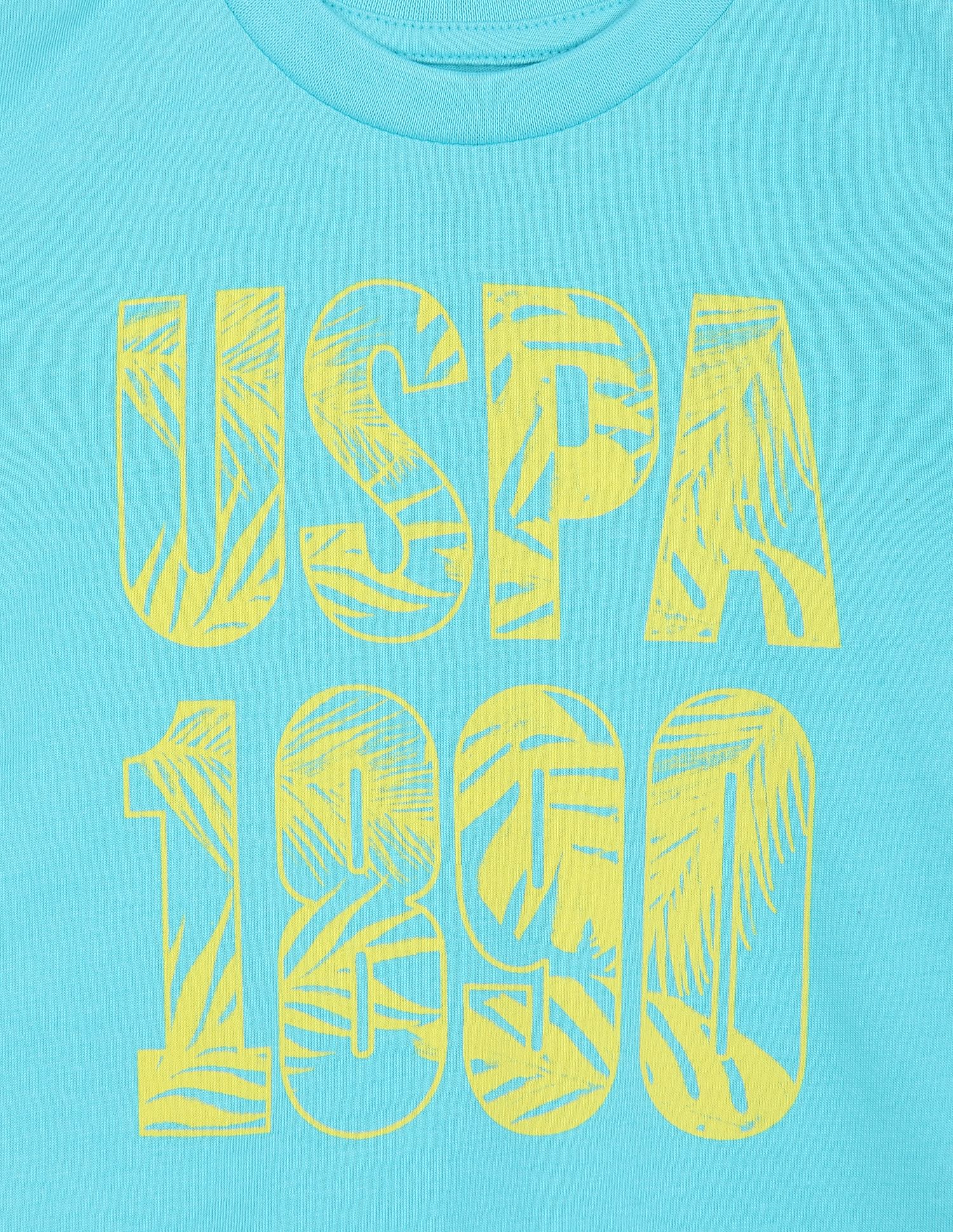 Crew Neck Graphic Print T-Shirt Aqua - U.S. POLO ASSN. | Large