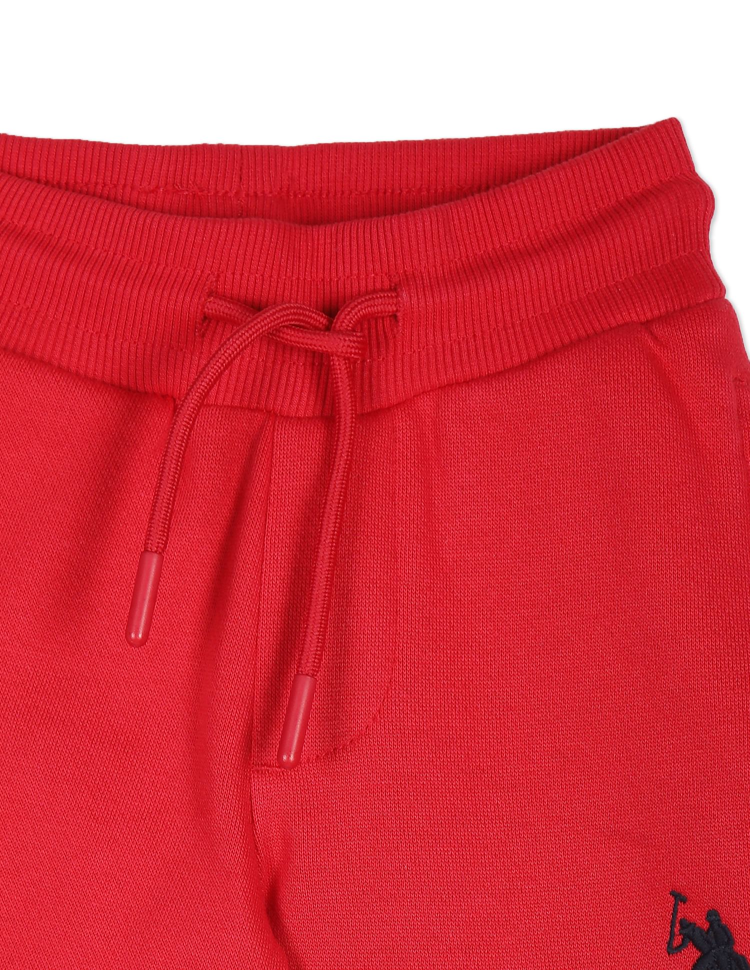 Boys Red Drawstring Waist Brand Taped Joggers Red - U.S. Polo Assn. India | Large