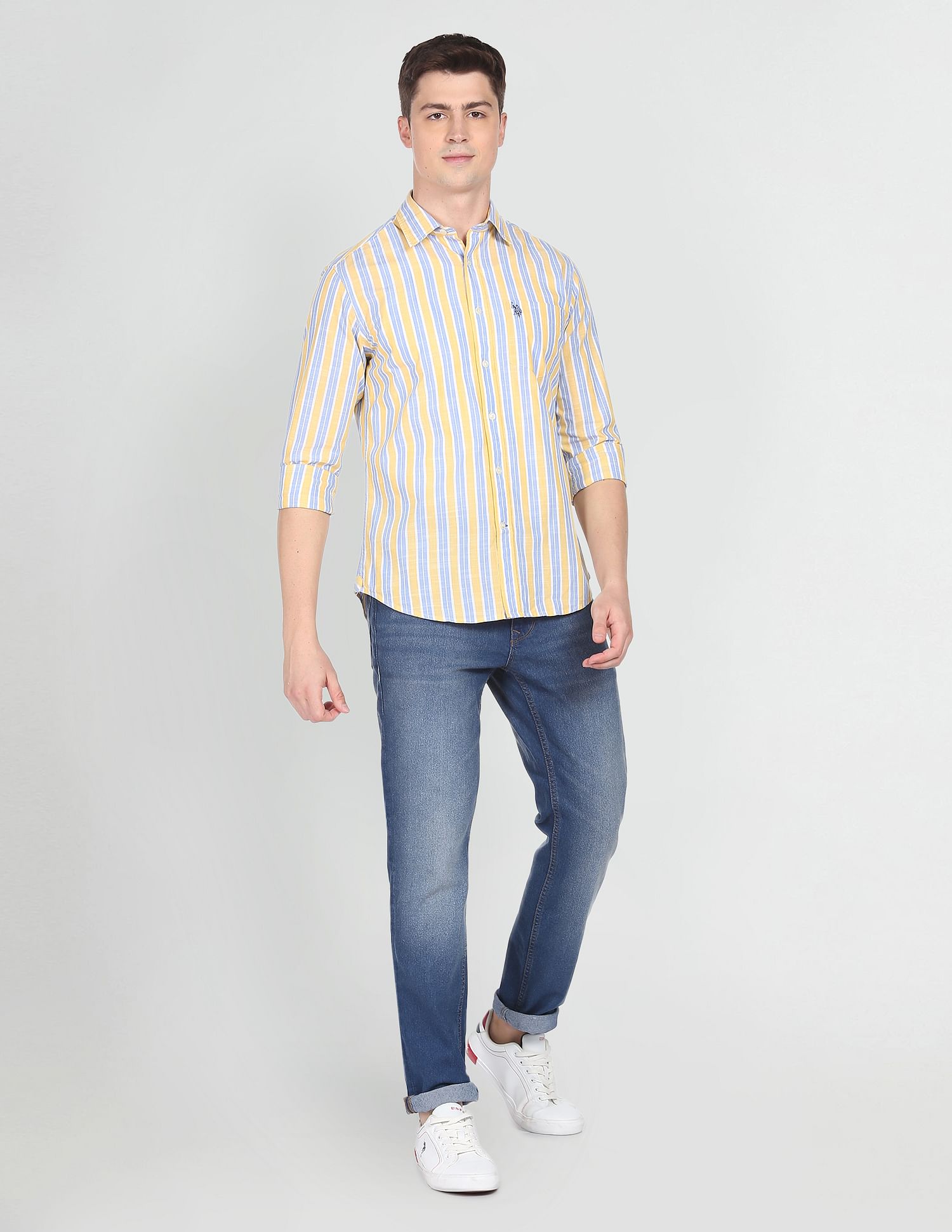 Brandon Slim Tapered Fit Stone Wash Jeans Blue - U.S. POLO ASSN. | Large