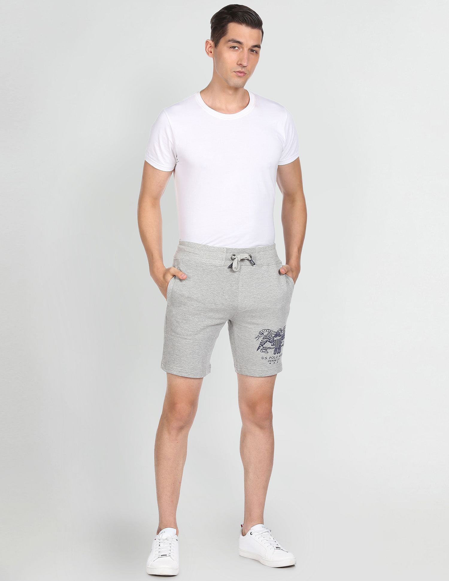 Mid Rise Drawstring Waist Shorts Grey - U.S. POLO ASSN. | Large