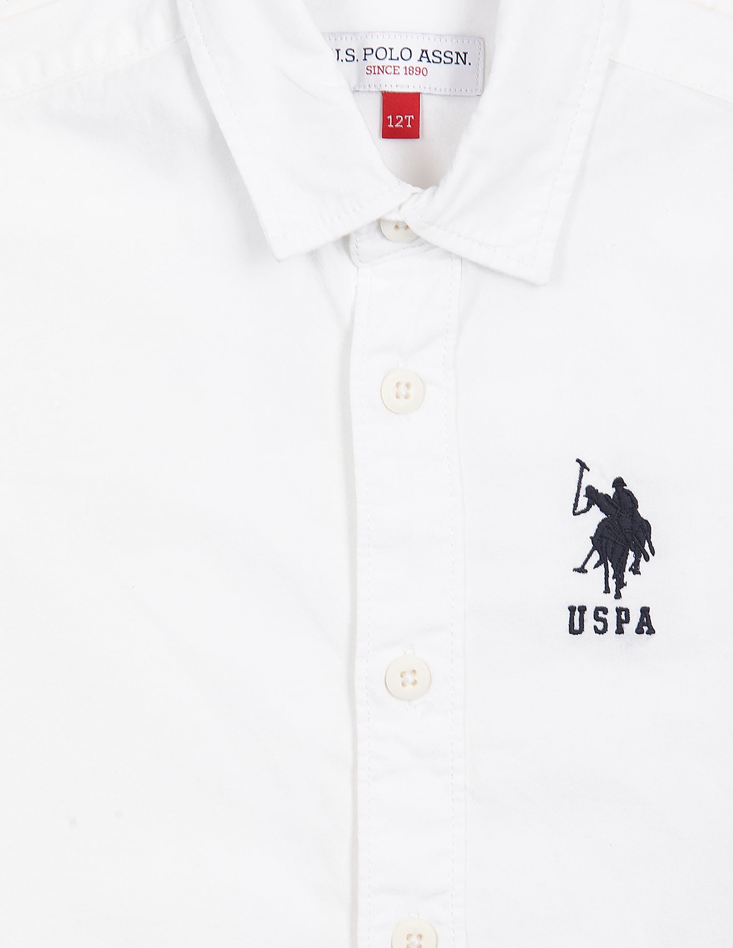 Spread Collar Cotton Solid Shirt White - U.S. Polo Assn. India | Large