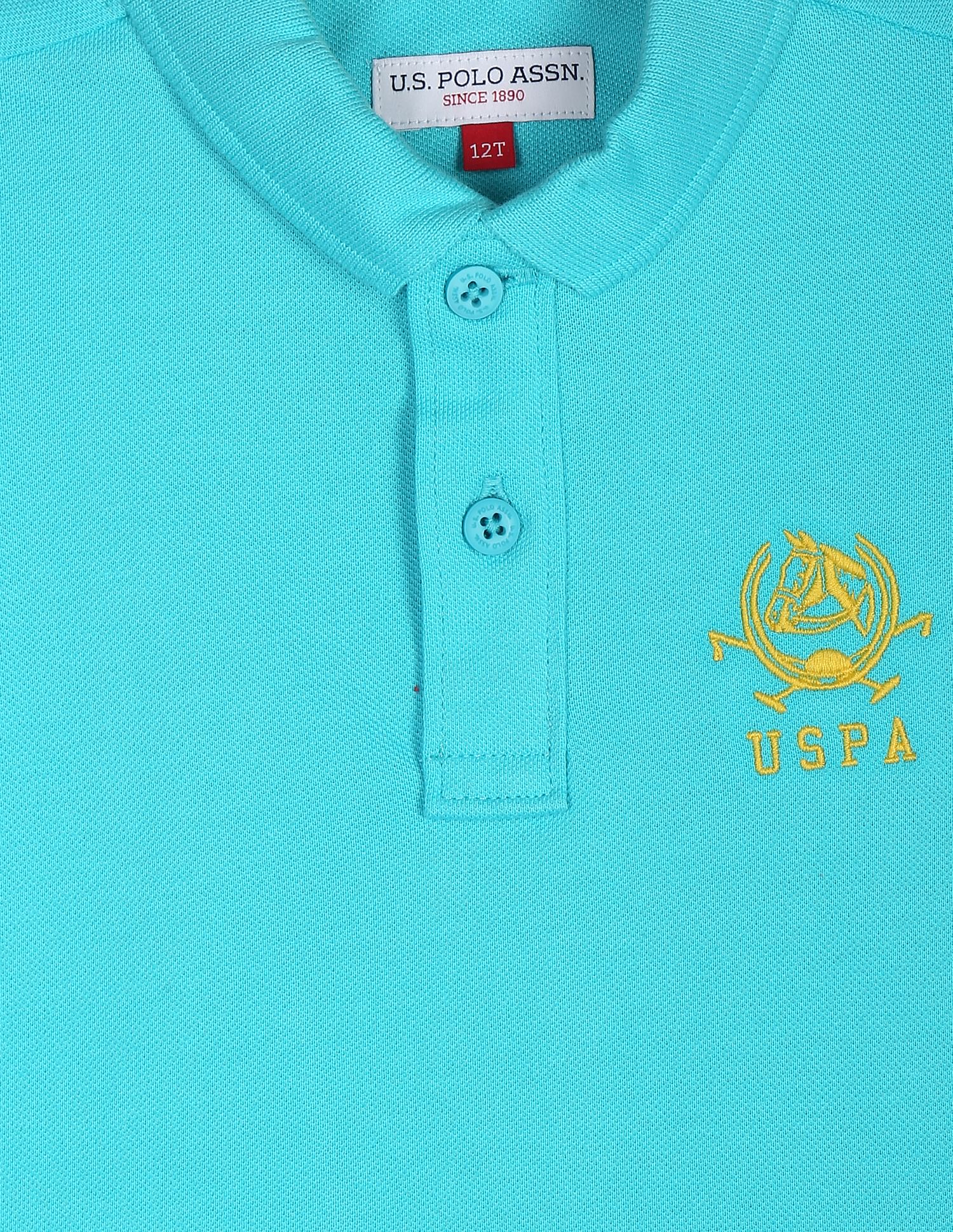 Solid Cotton Pique Polo Shirt Aqua - U.S. POLO ASSN. | Large
