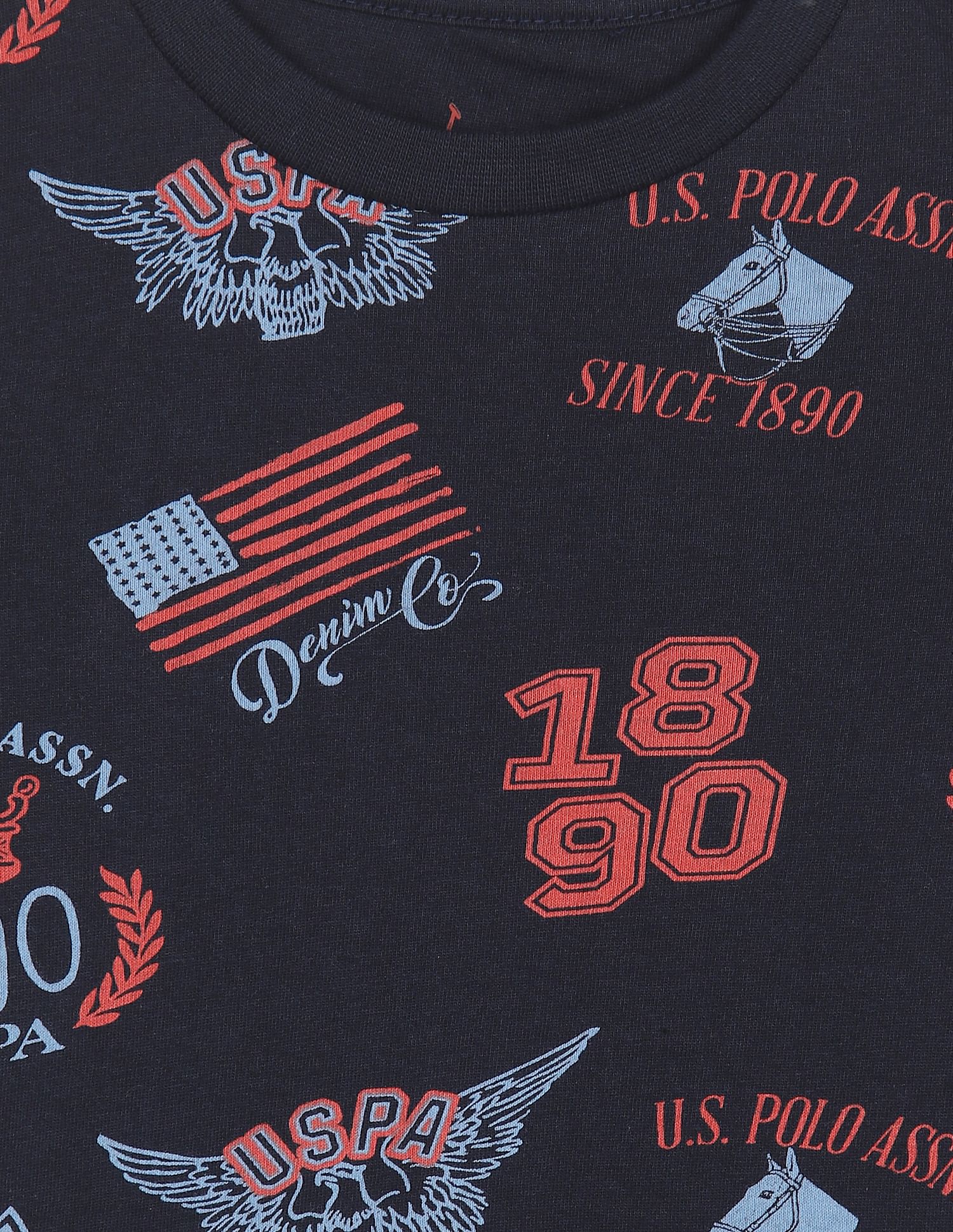 Cotton All Over Print T-Shirt Navy - U.S. POLO ASSN. | Large
