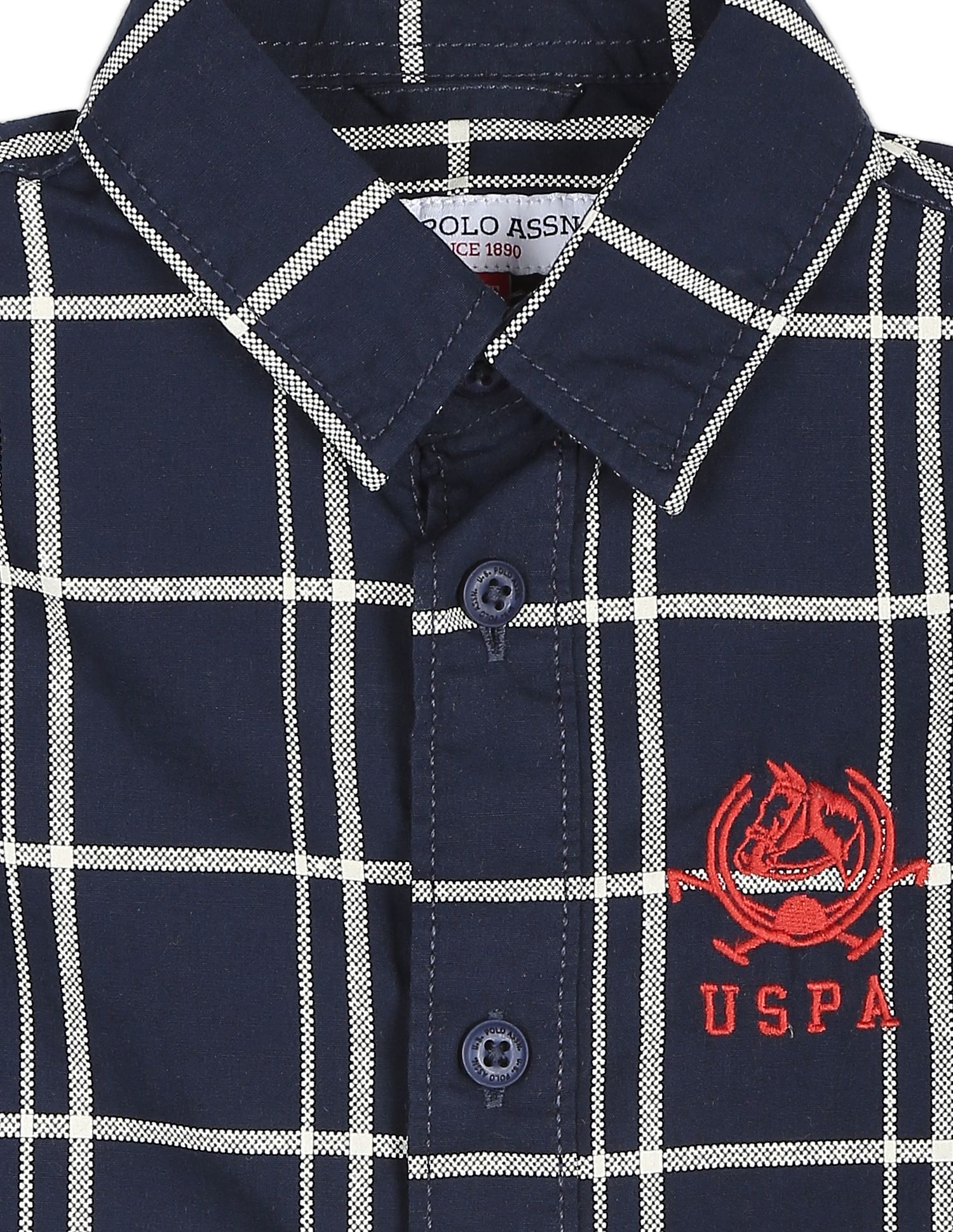 Windowpane Check Cotton  Shirt Navy - U.S. Polo Assn. India | Large